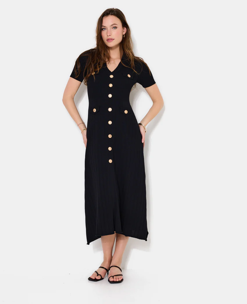 Pimkie Robe longue en maille avec boutons dorés
