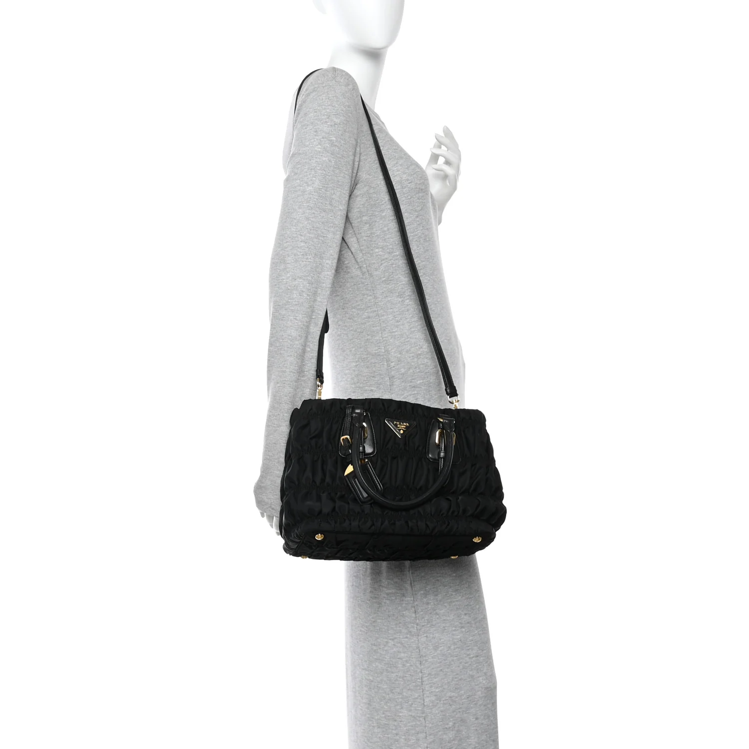 Tessuto Nylon Gaufre Tote Black