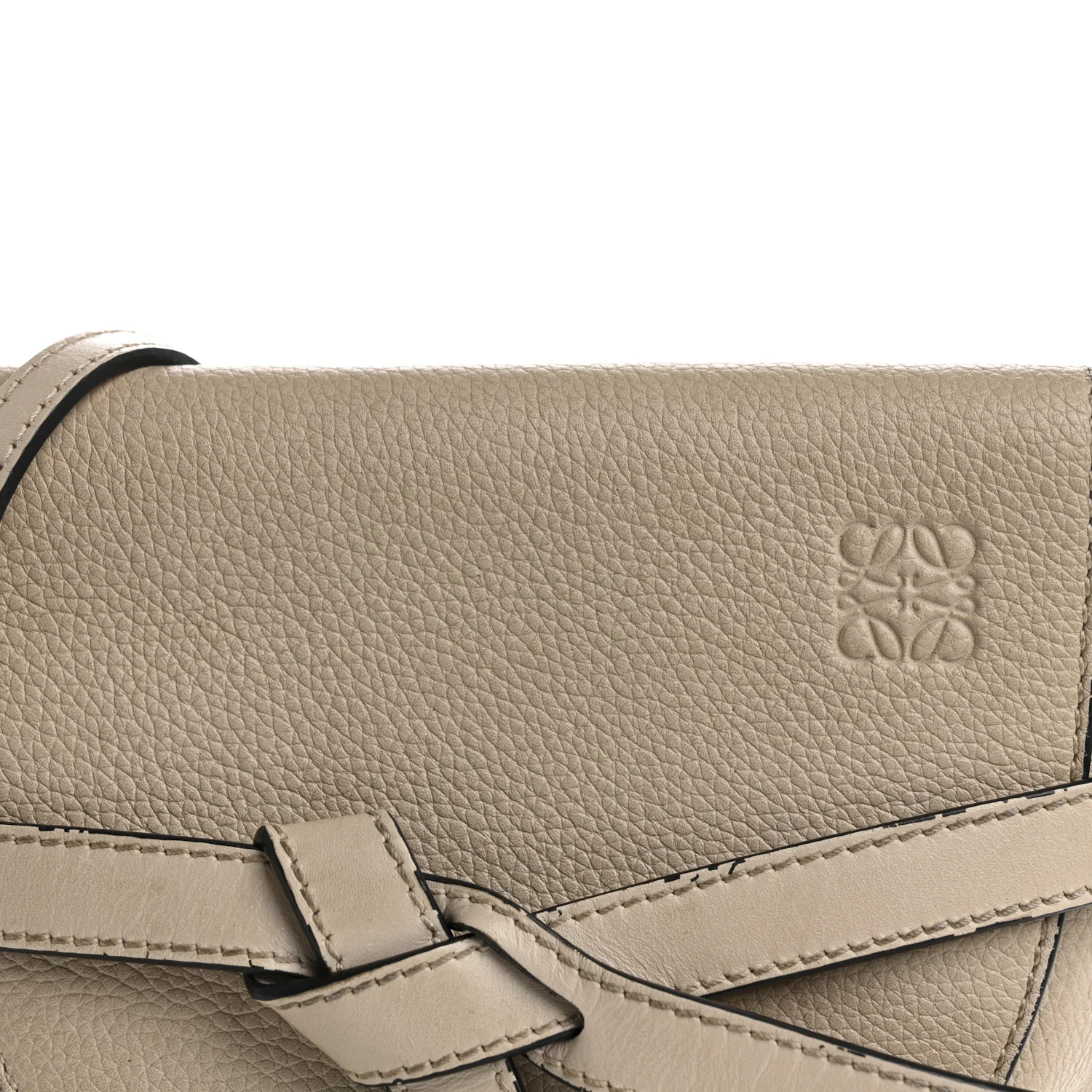 Grained Calfskin Mini Gate Crossbody Bag Light Oat - Top Club