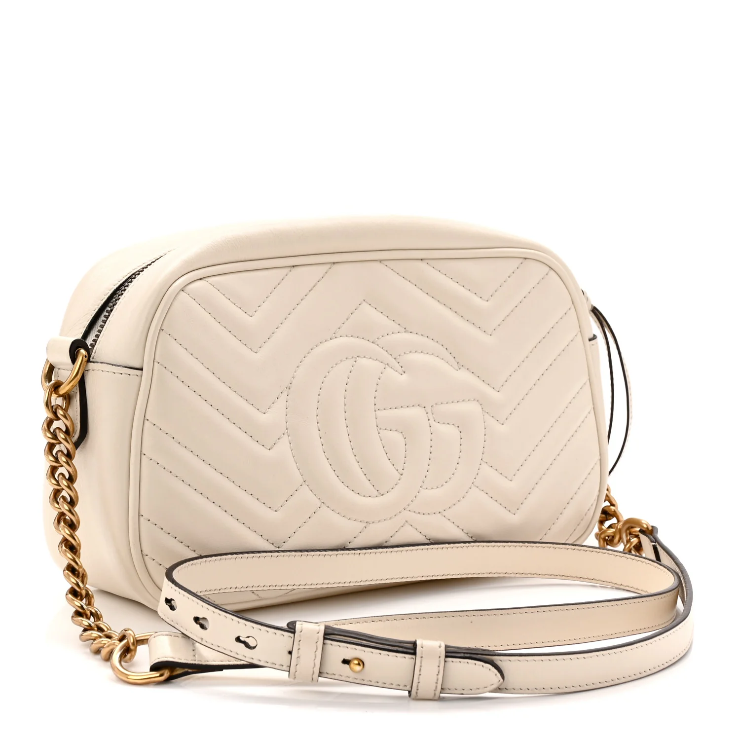 Calfskin Matelasse Small GG Marmont Chain Shoulder Bag White - Top Club