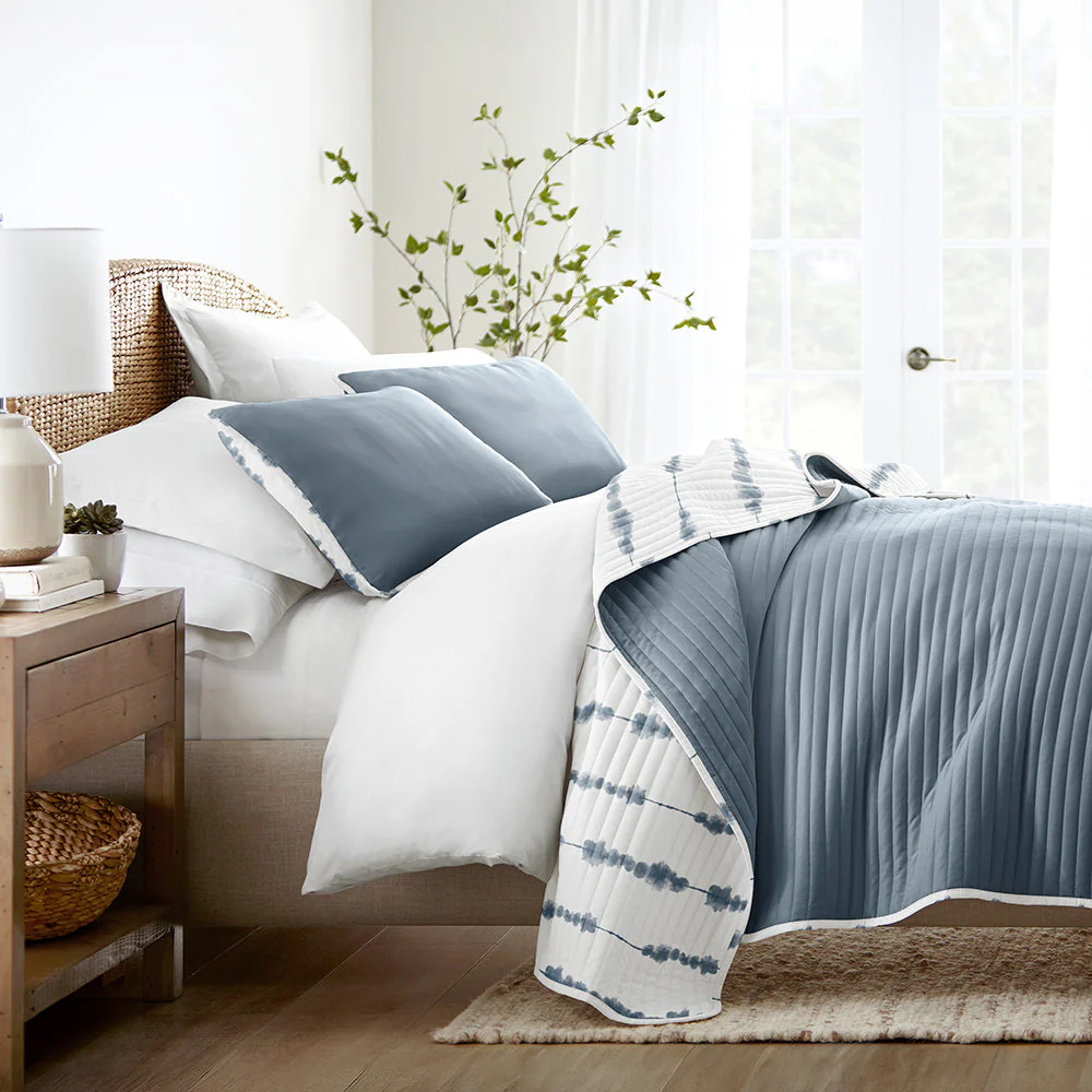 Shibori Reversible Quilted Coverlet Set (Sale)