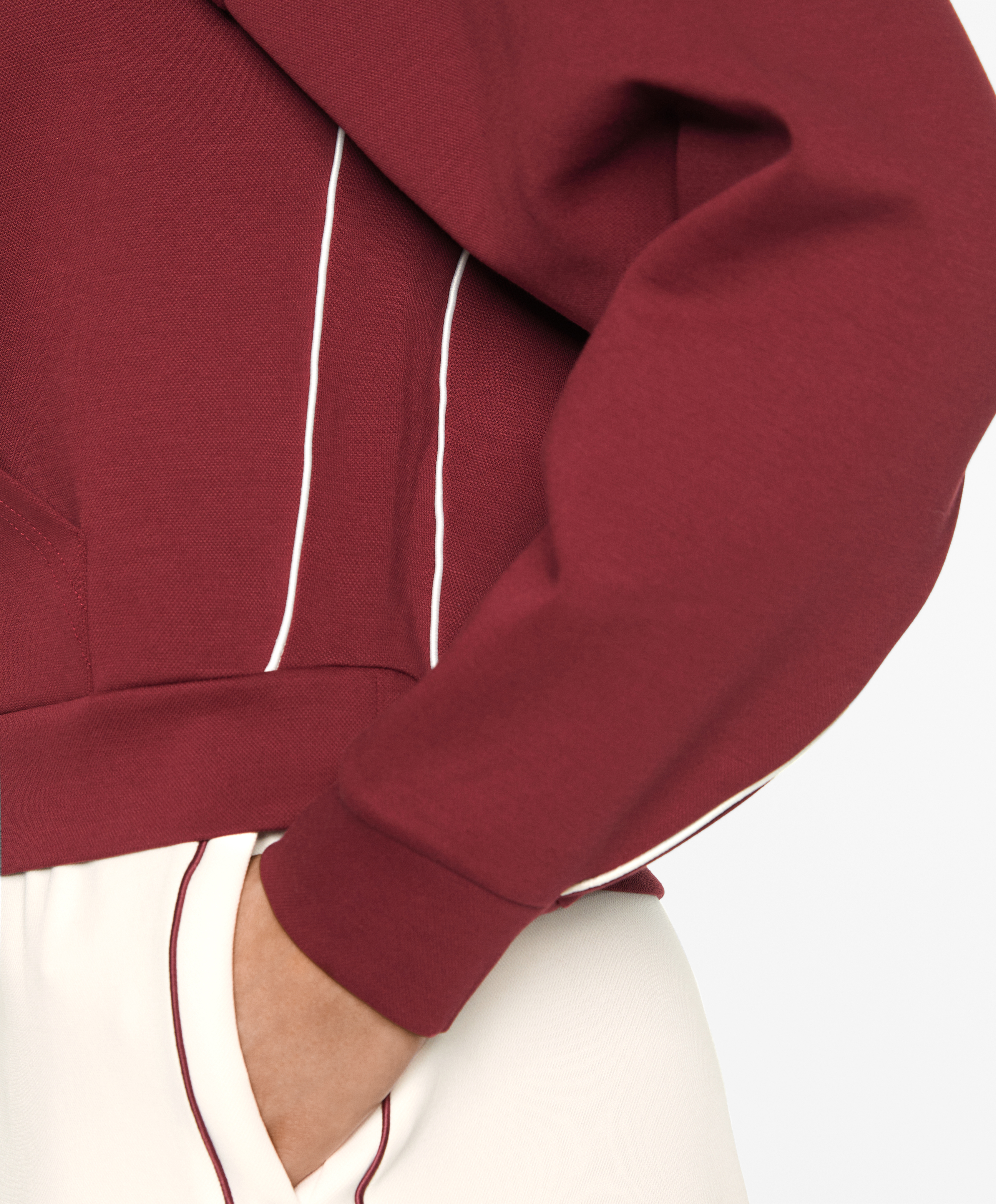 OYSHO Cotton blend hoodie with piping