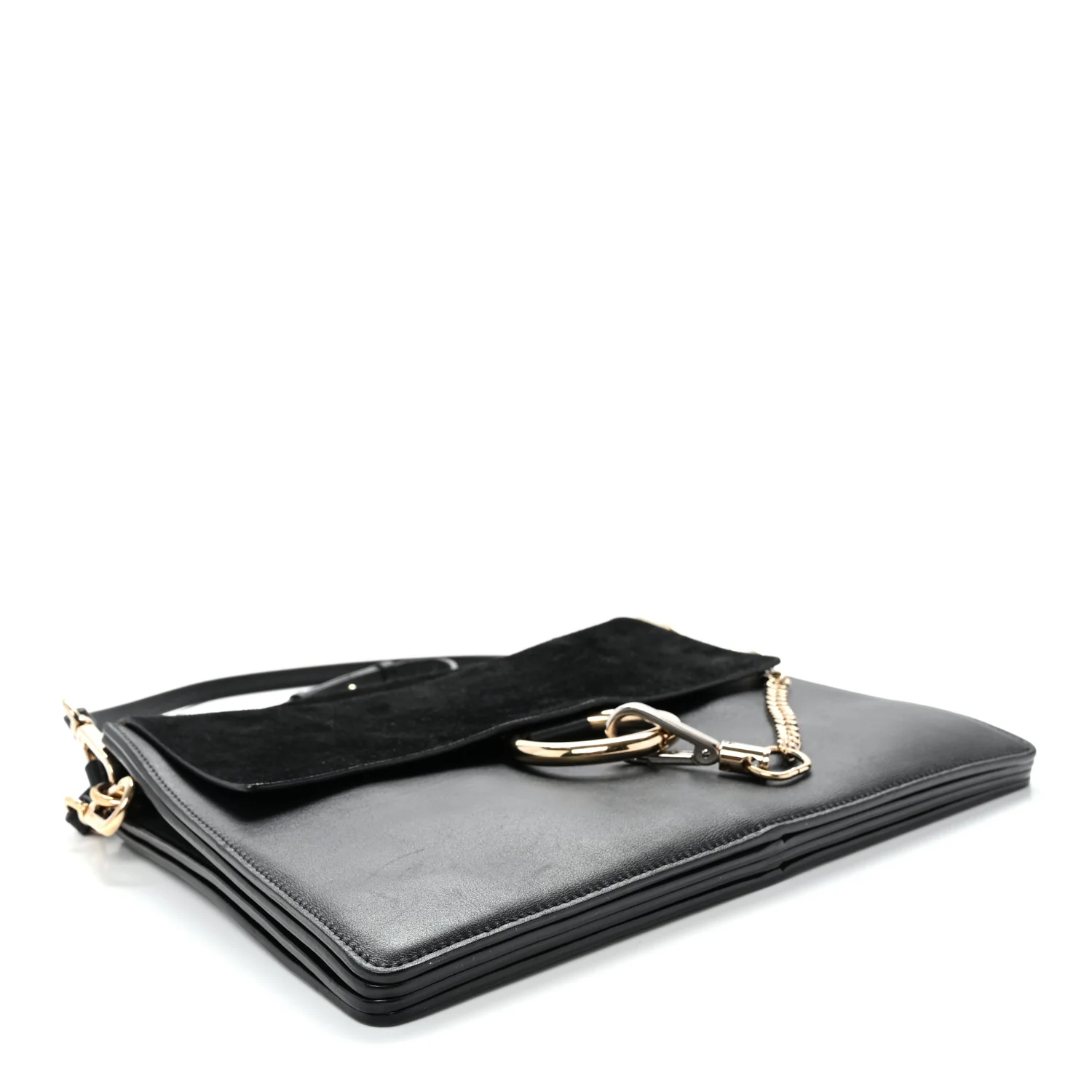 Suede Calfskin Medium Faye Shoulder Bag Black - Top Club