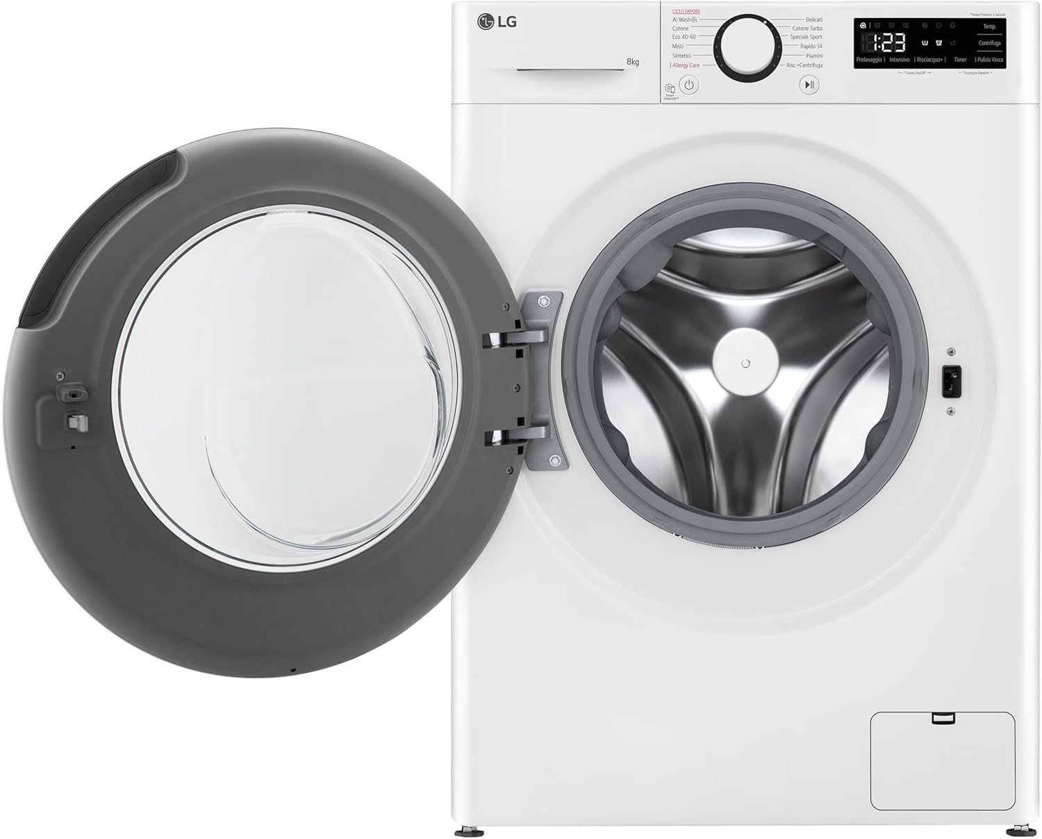 AI DD F2R3S08NSWB Lavatrice Slim a Carica Frontale 8kg Serie R3, Lavatrice Classe A, 1200 giri, Lavaggio Vapore, AI Wash, Motore Inverter Direct Drive, Smart Diagnosis, Libera installazione, Bianca
