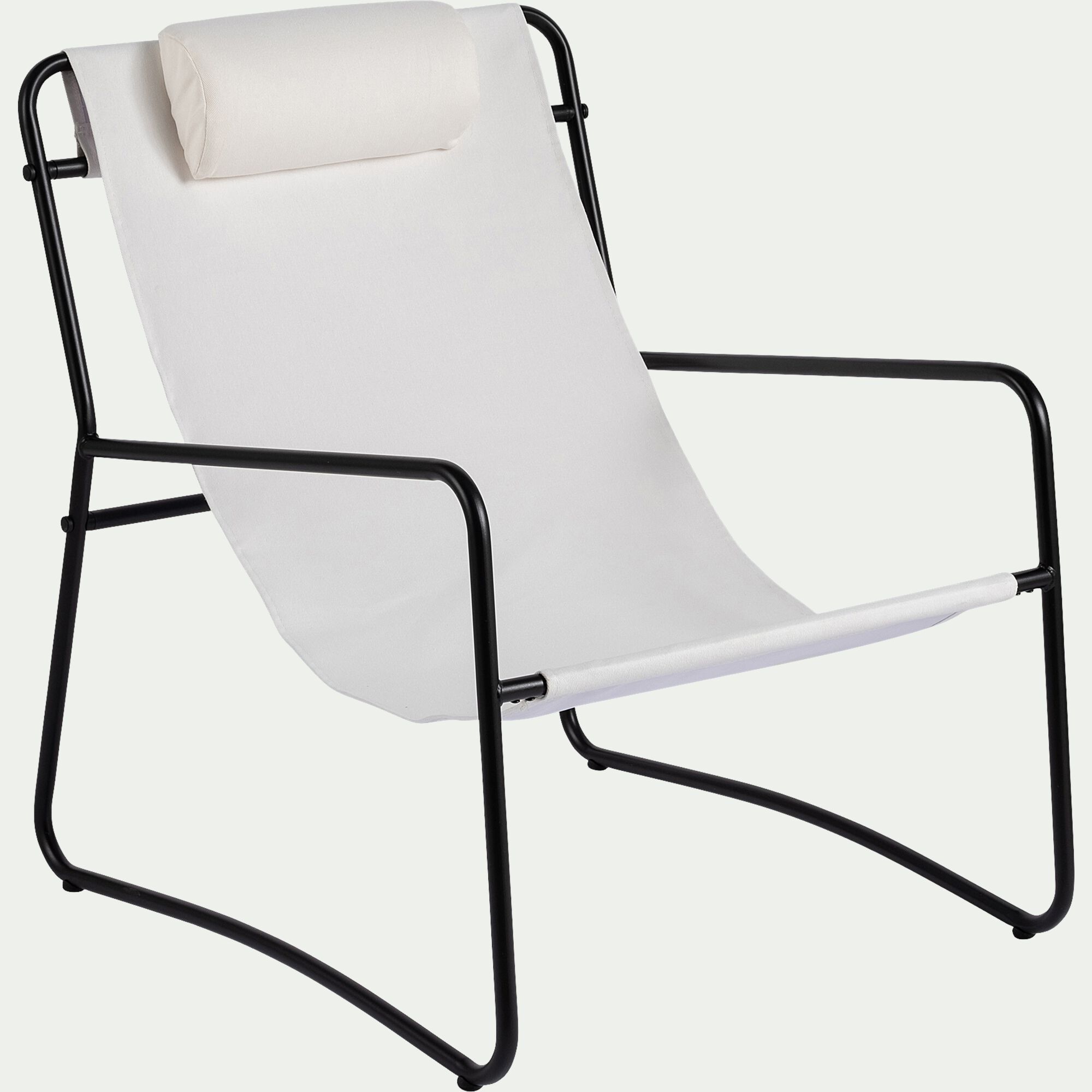 JEFF - Fauteuil de jardin en acier et coton - blanc