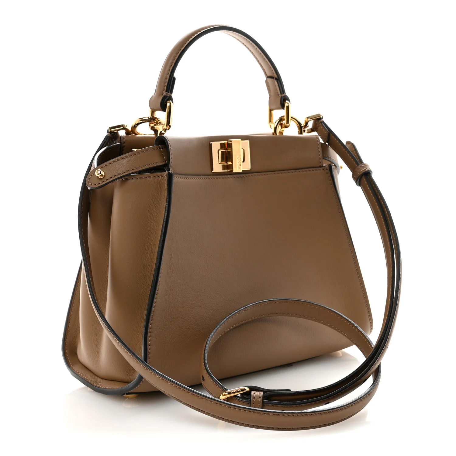 Vitello Seta Fabric Jacquard FF 1974 Mini Peekaboo Iconic Satchel Sand Tobacco Moro - Top Club