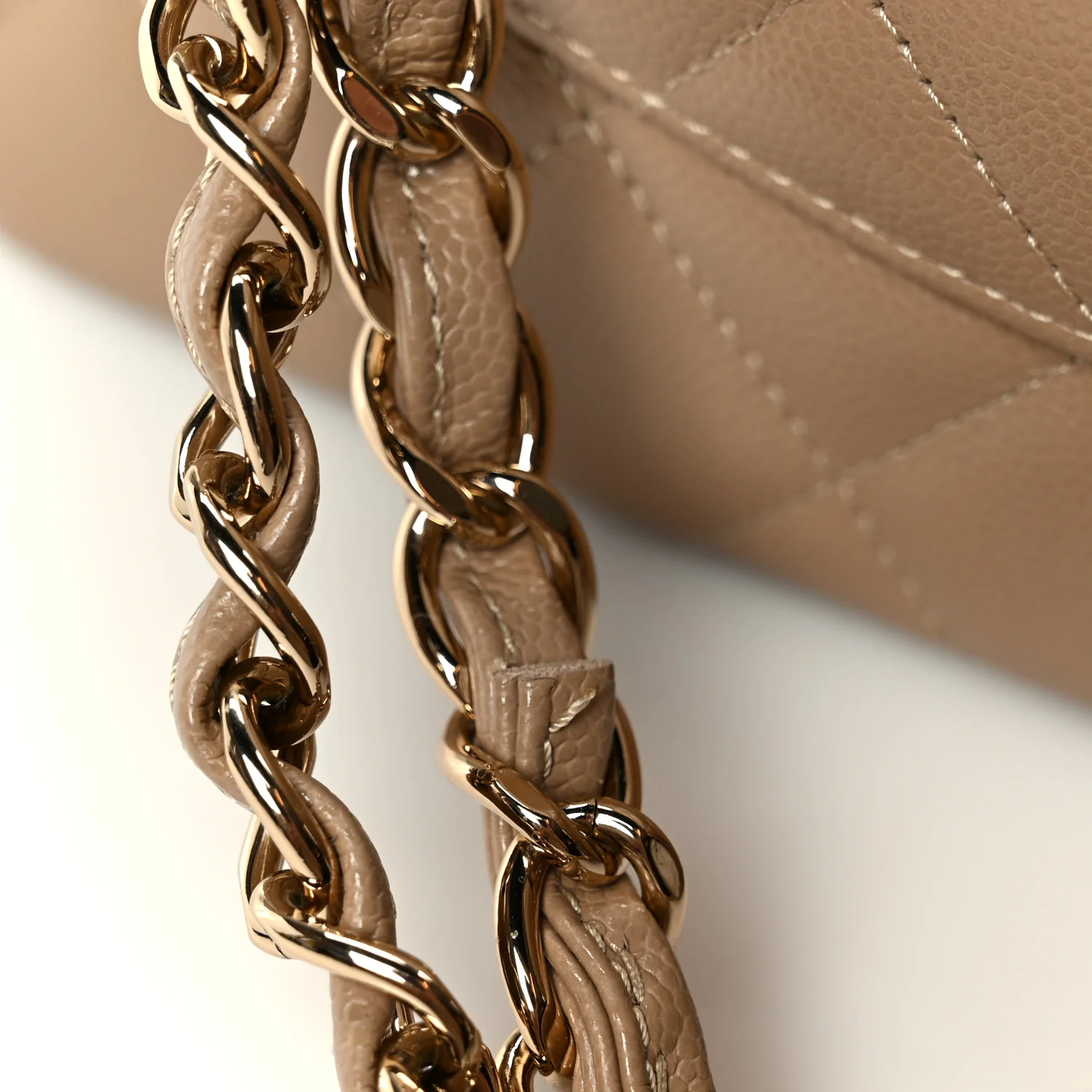 Caviar Quilted Jumbo Double Flap Dark Beige - Top Club
