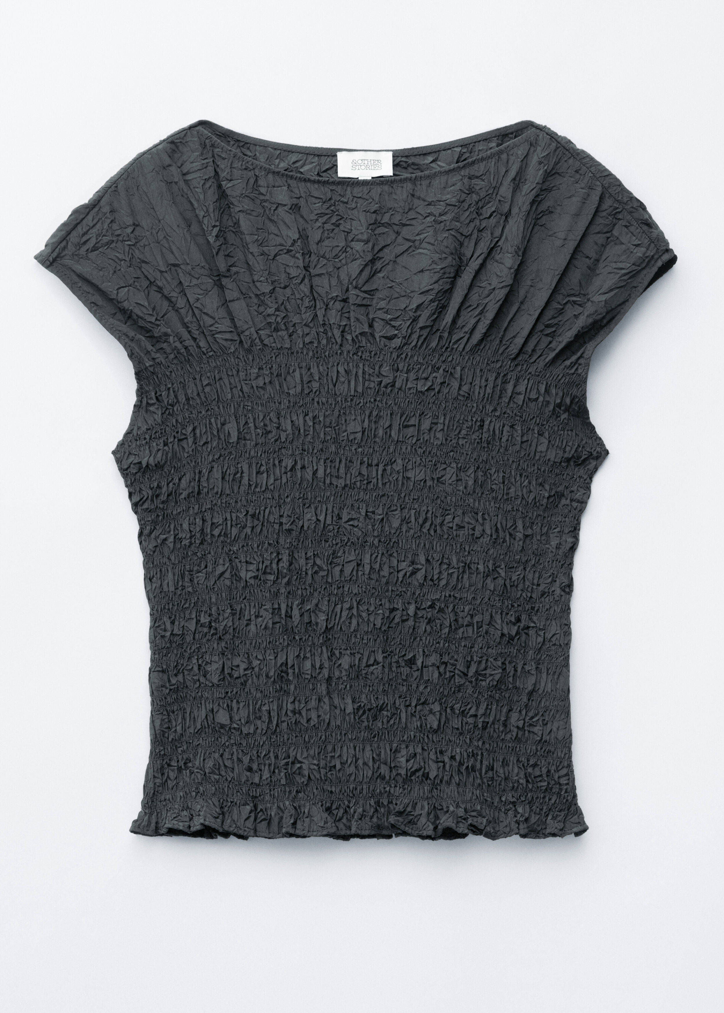 & Other Stories SMOCKED BOATNECK TOP