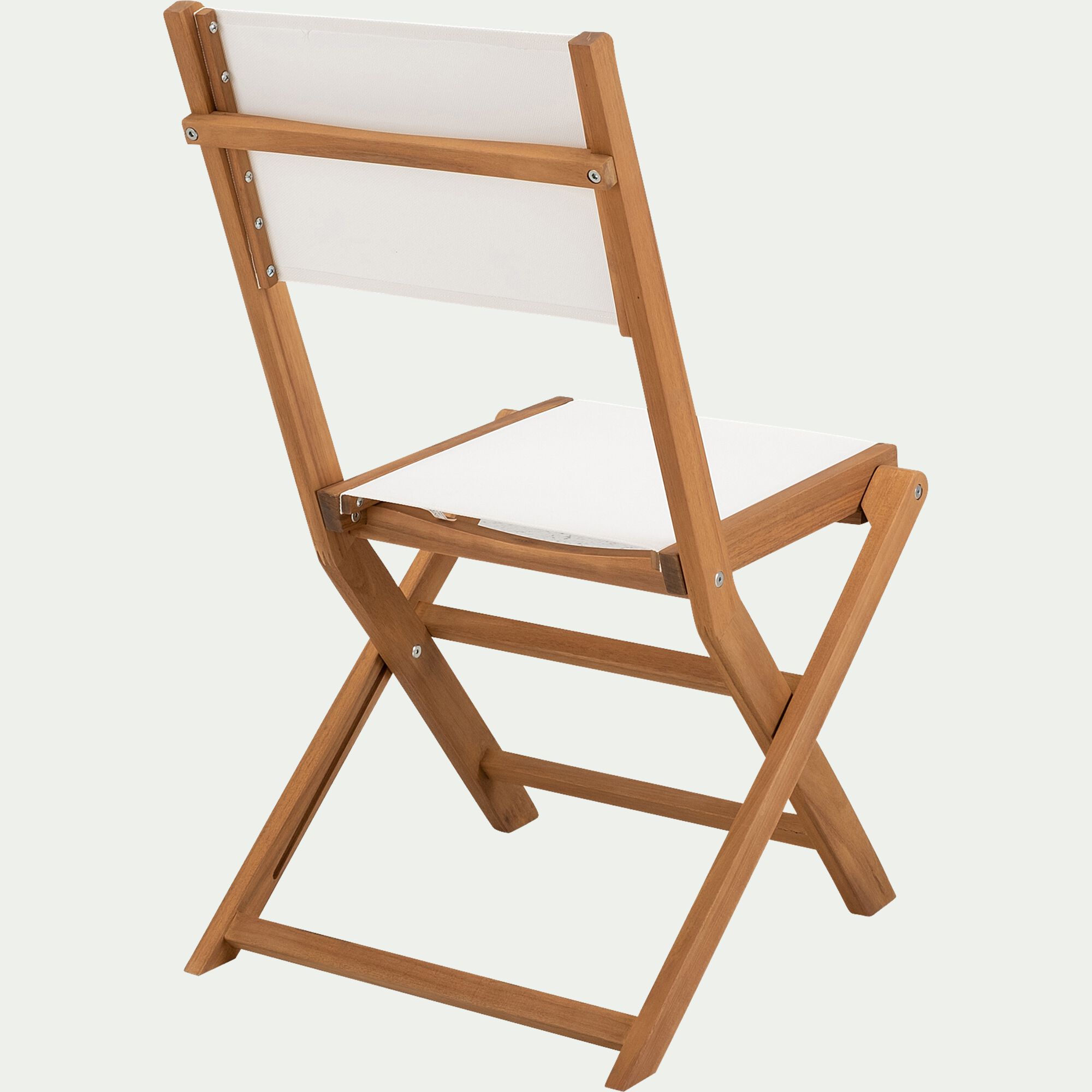LAVISA - Chaise de jardin pliante en acacia huilé et tissu - blanc