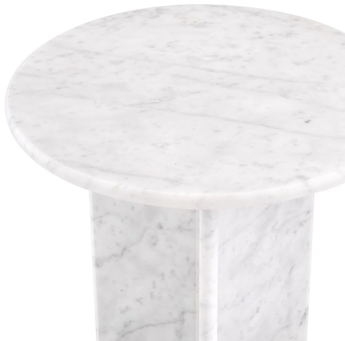 Luxury side table white Ø 45 x H. 45 cm - Round side table made of high-quality Carrara marble - Luxury marble furniture