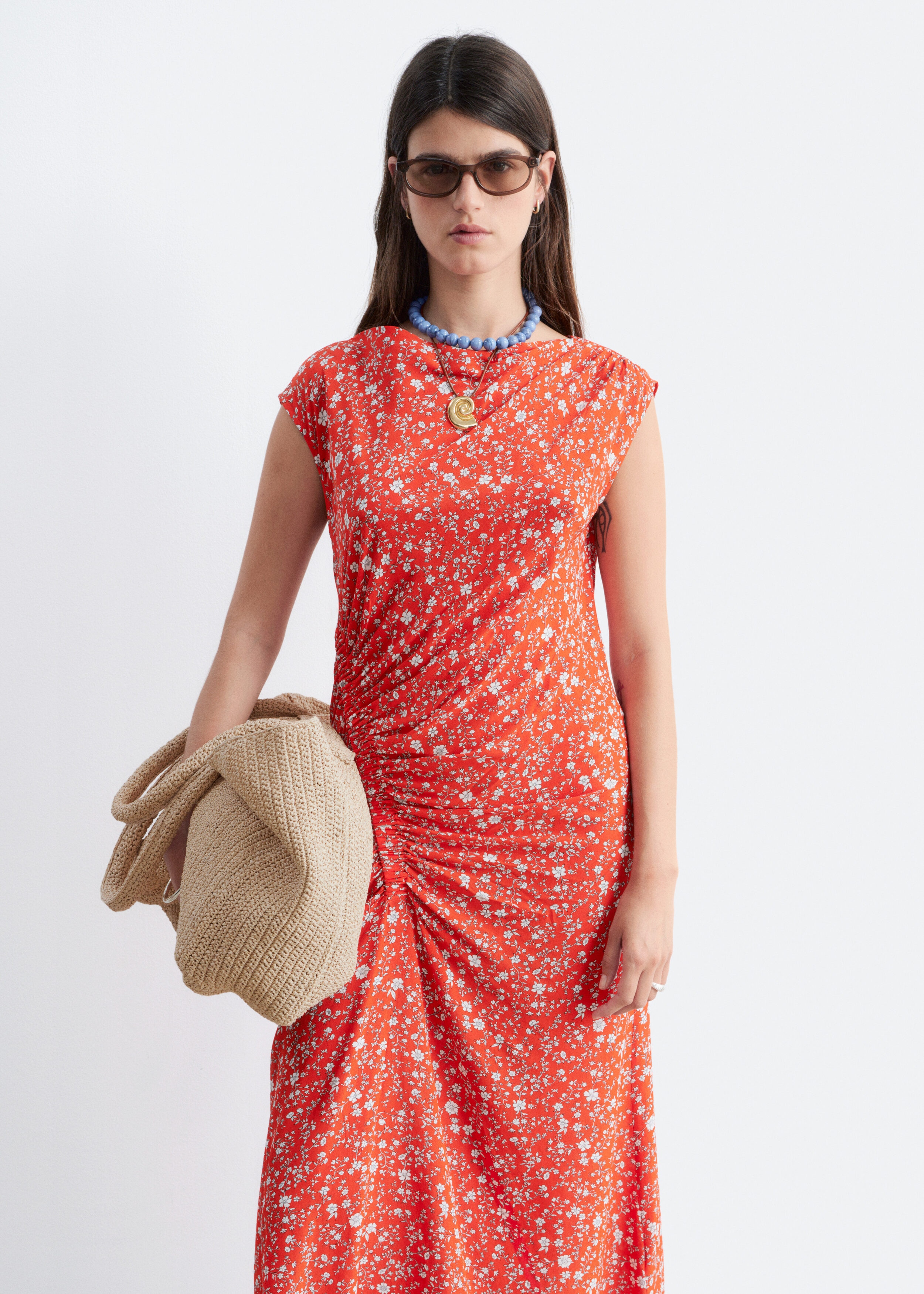 & Other Stories BOAT-NECK MIDI DRESS