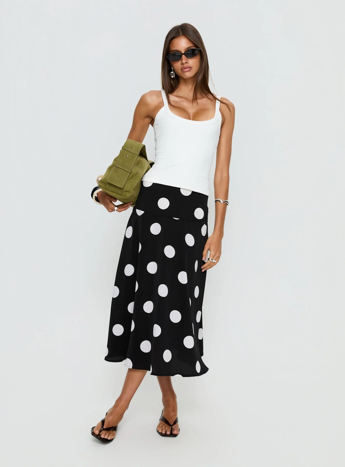 Picture It Midi Skirt Black Polka Dot