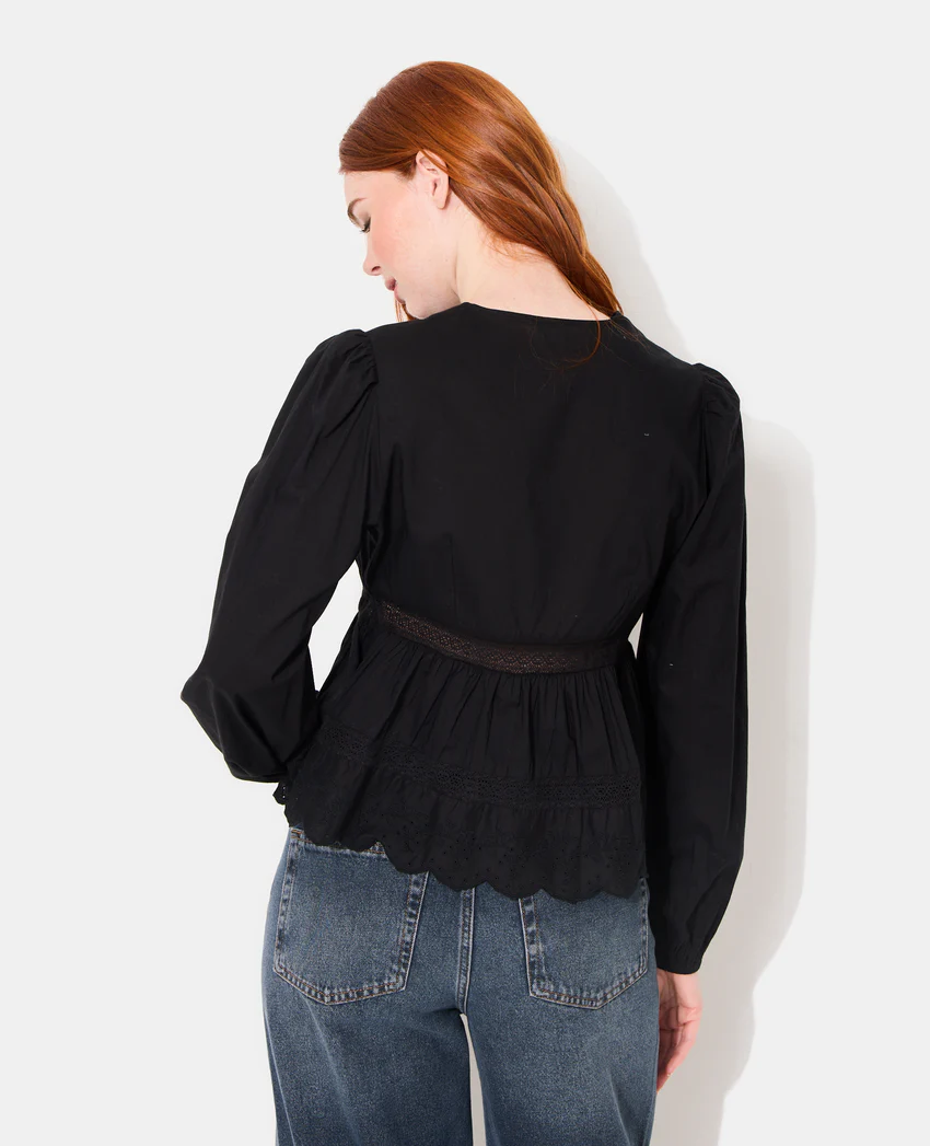 Pimkie Blouse avec dentelle et nouettes
