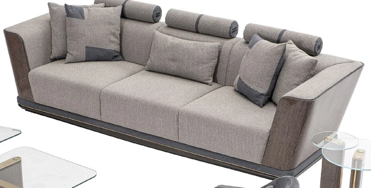 Luxury sofa gray / blue / gold 280 x 98 x H. 85 cm - living room sofa - hotel sofa - living room furniture - living room furniture - hotel furniture - luxury furniture - luxury furniture