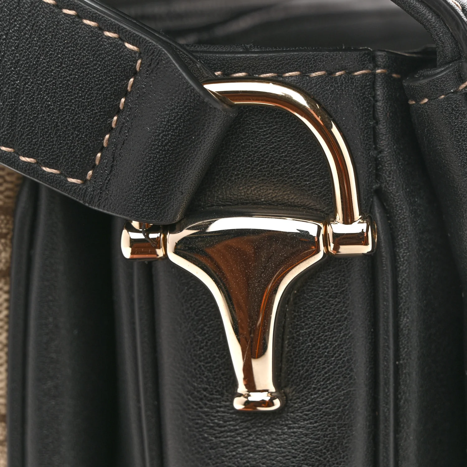 GG Supreme Monogram Horsebit 1955 Soft Small Shoulder Bag Beige Black - Top Club