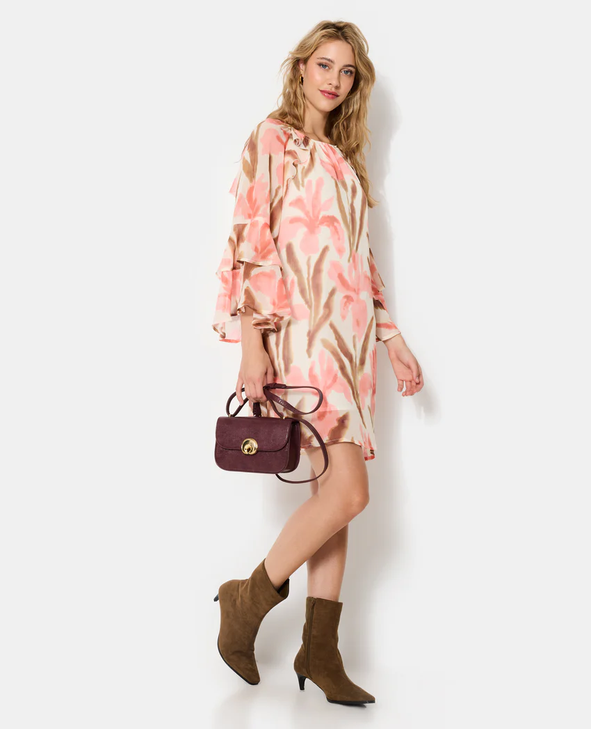 Pimkie Robe courte en voile avec volants et motifs fleurs