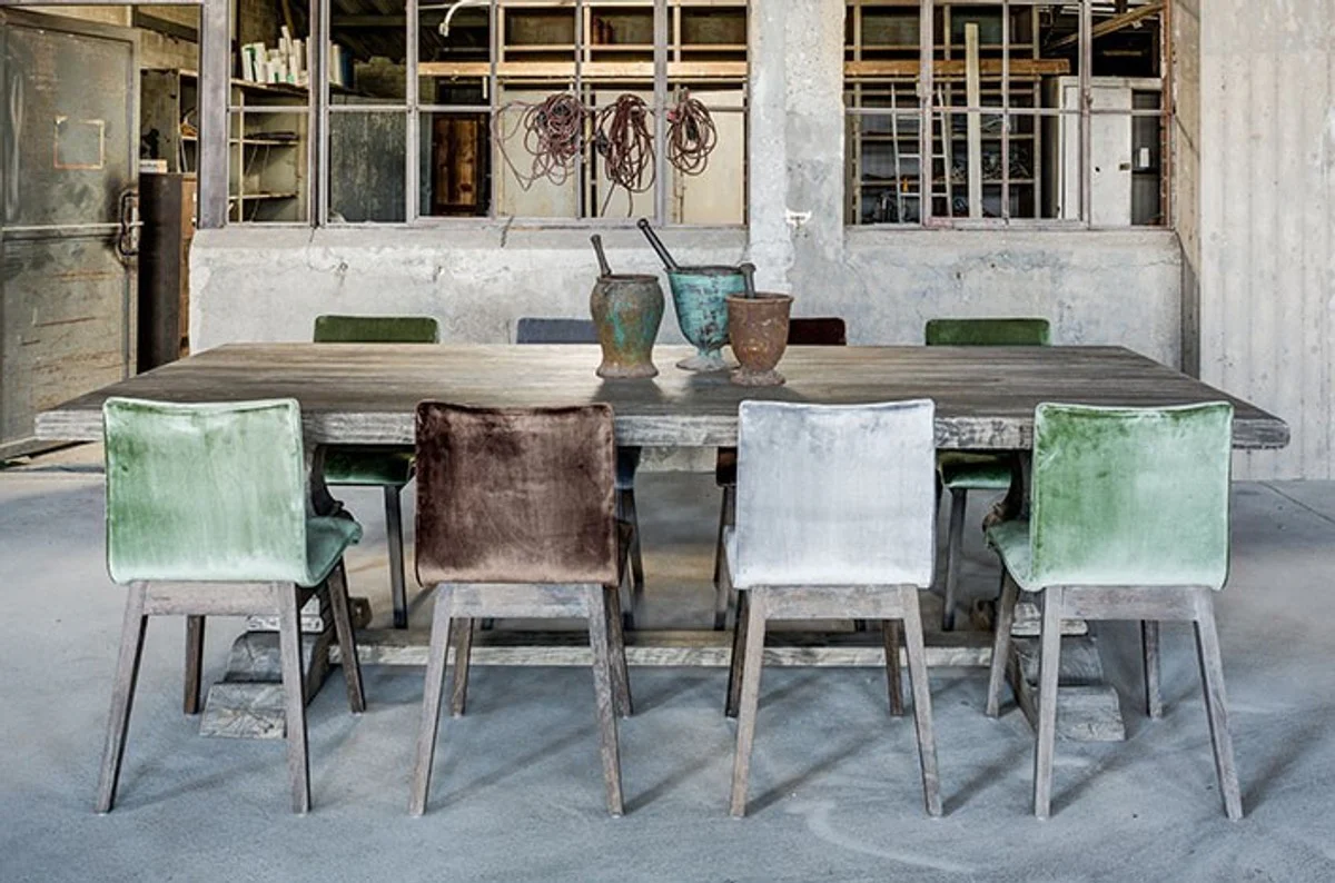Country house style dining table vintage gray 180 cm - Rustic solid wood kitchen table