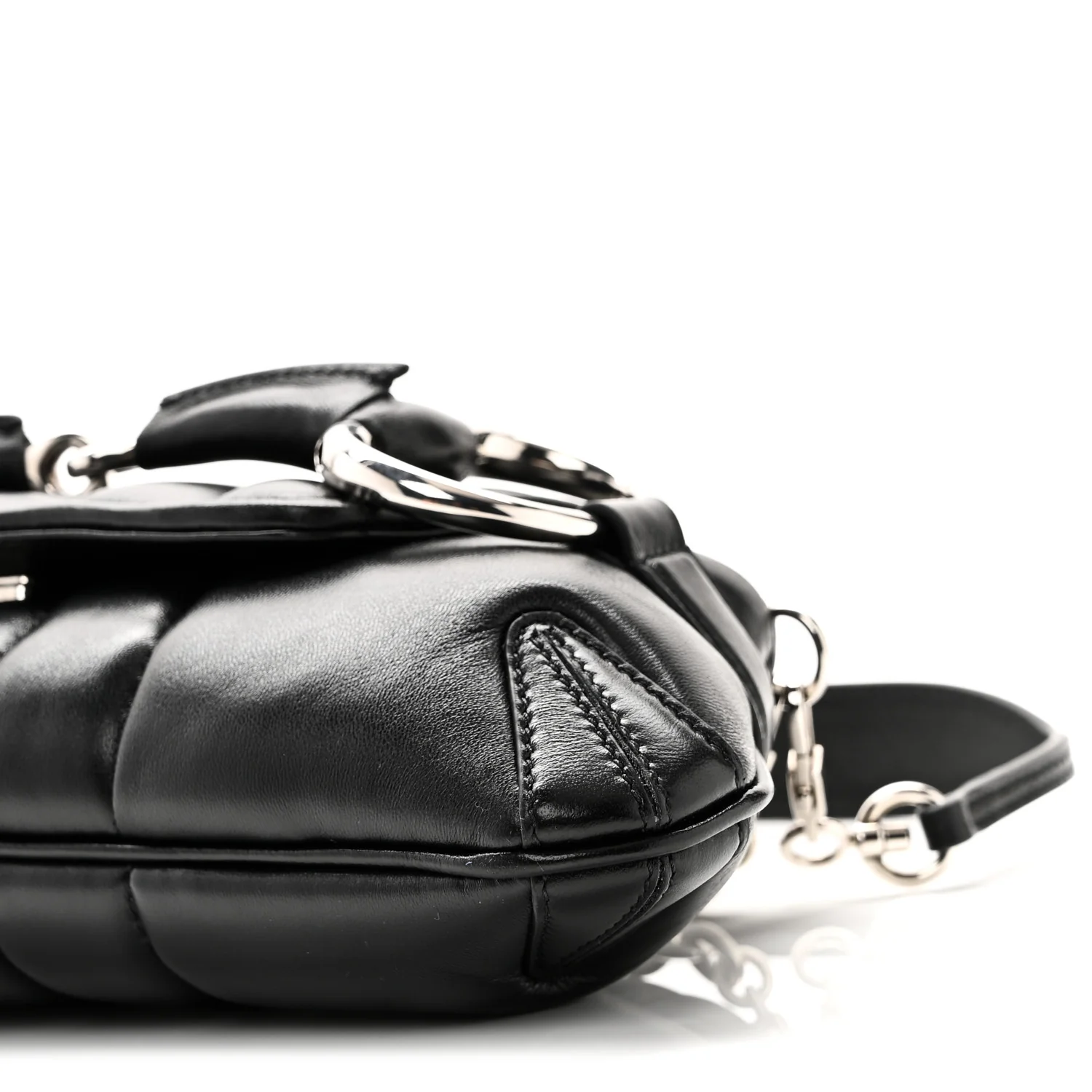 Nappa Vertical Matelasse Small Maxi Horsebit Chain Shoulder Bag Black - Top Club