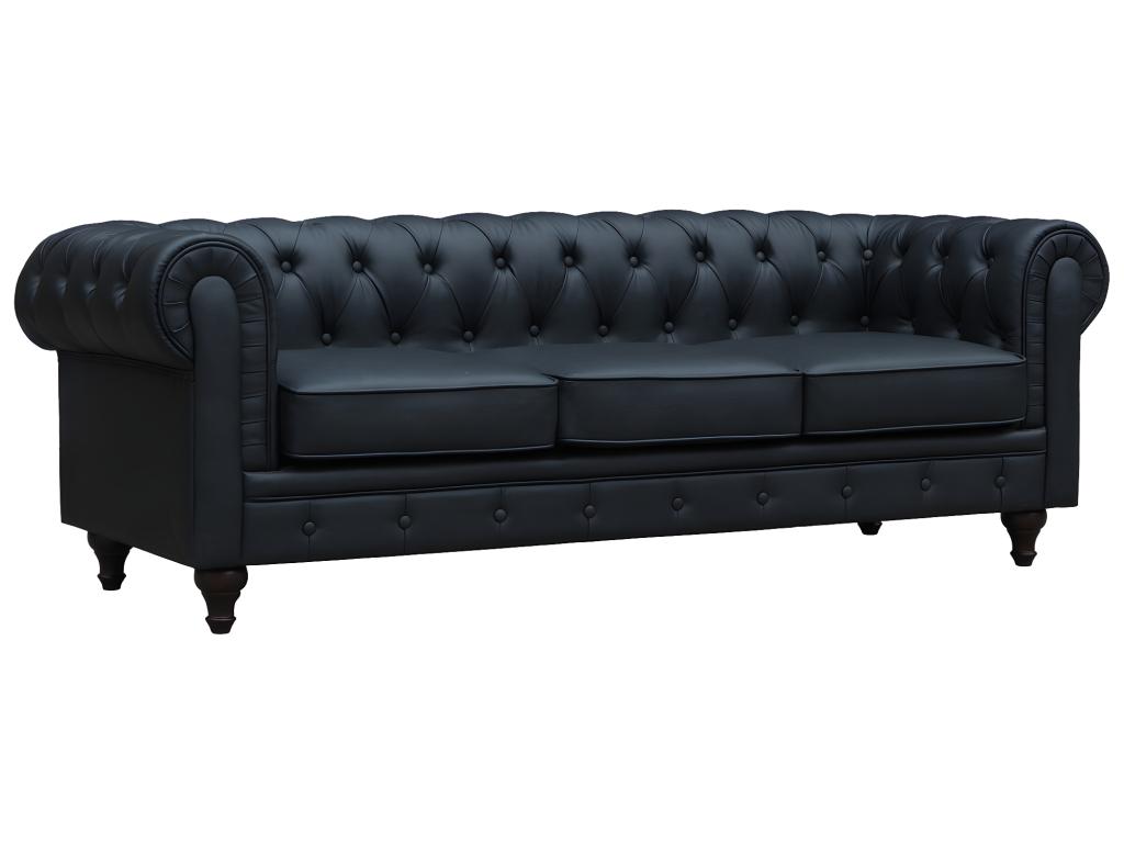 Sofá chesterfield 3 plazas - negro