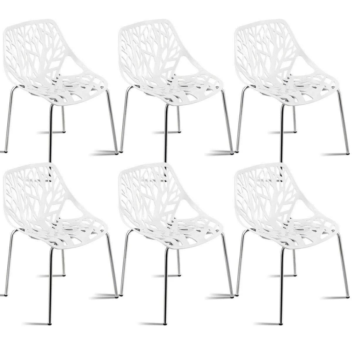 BEFOUNDLOVELY Set of 6 Modern Stackable Dining Chairs with Plastic Feet Pads