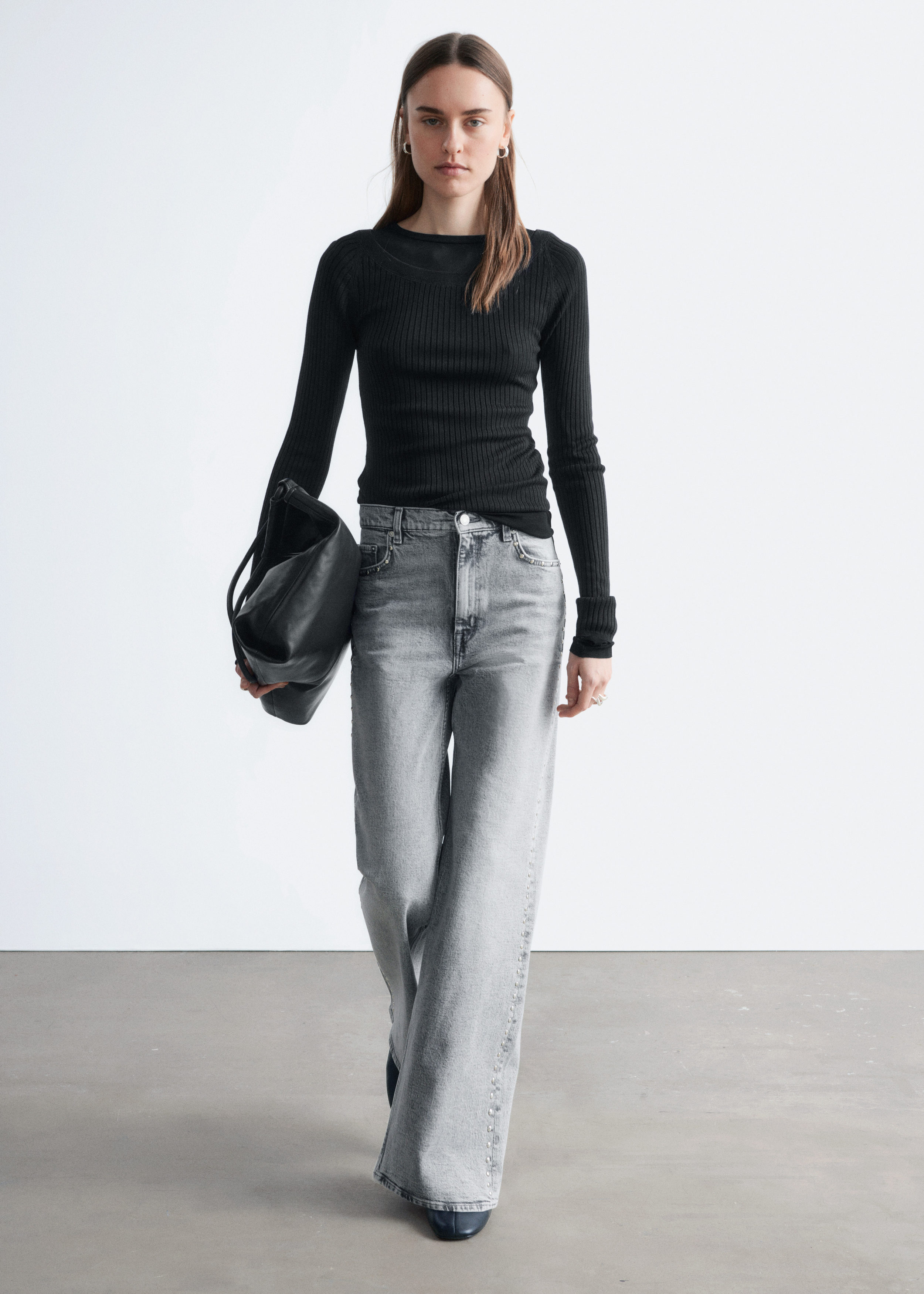 & Other Stories STUDDED WIDE-LEG JEANS