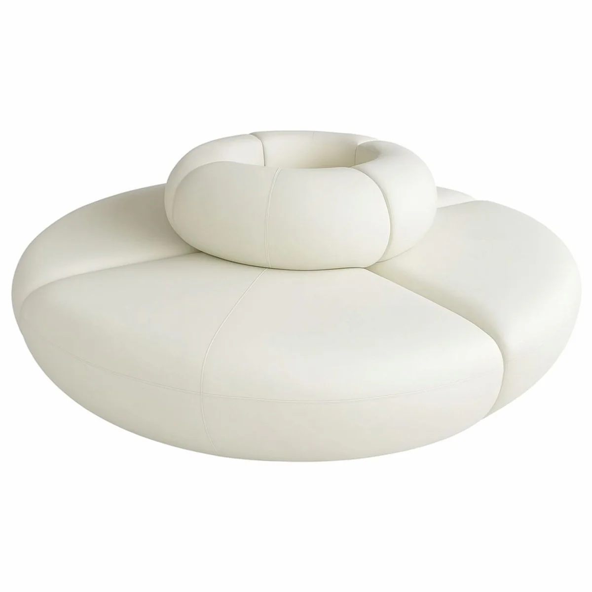 Luxury sofa cream Ø 340 x H. 72 cm - Round modular faux leather sofa