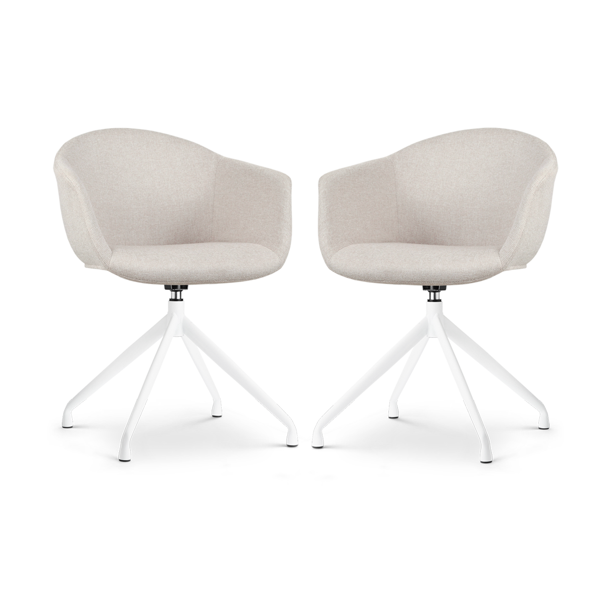 Eetkamerstoel Nola-Otis draaibaar beige - wit - set van 2