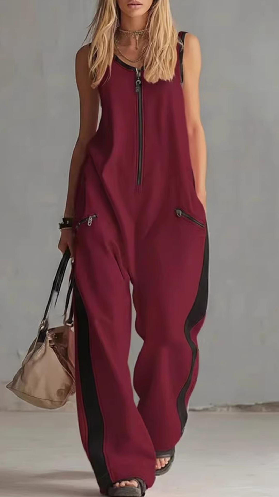 Women's Color-Block Cotton Jumpsuit - Nordfashionstorm - Women's Clothing, Fashion for You - Nordfashionstorm.com