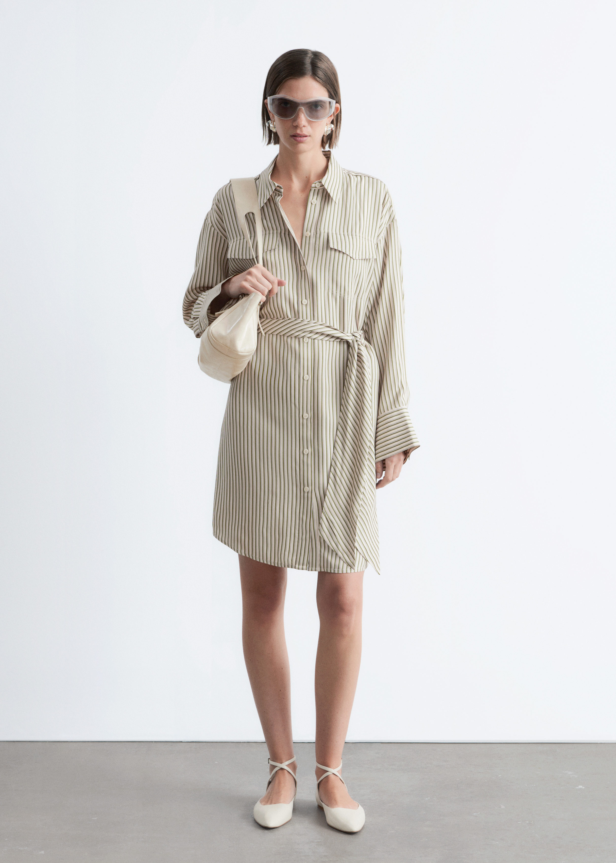 & Other Stories TIE-BELT MINI SHIRT DRESS