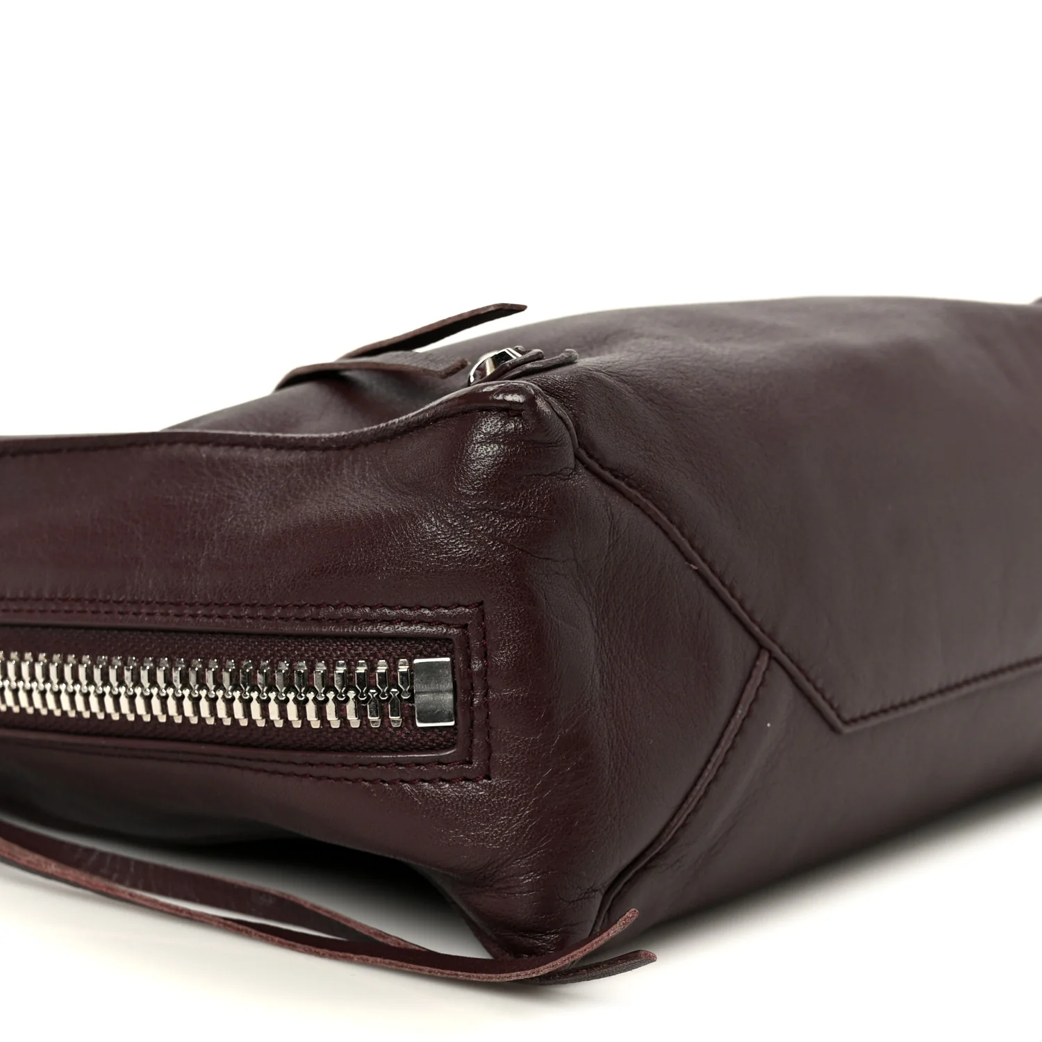 Calfskin Papier Mini A4 Zip Around Tote Rouge Aubergine - Top Club