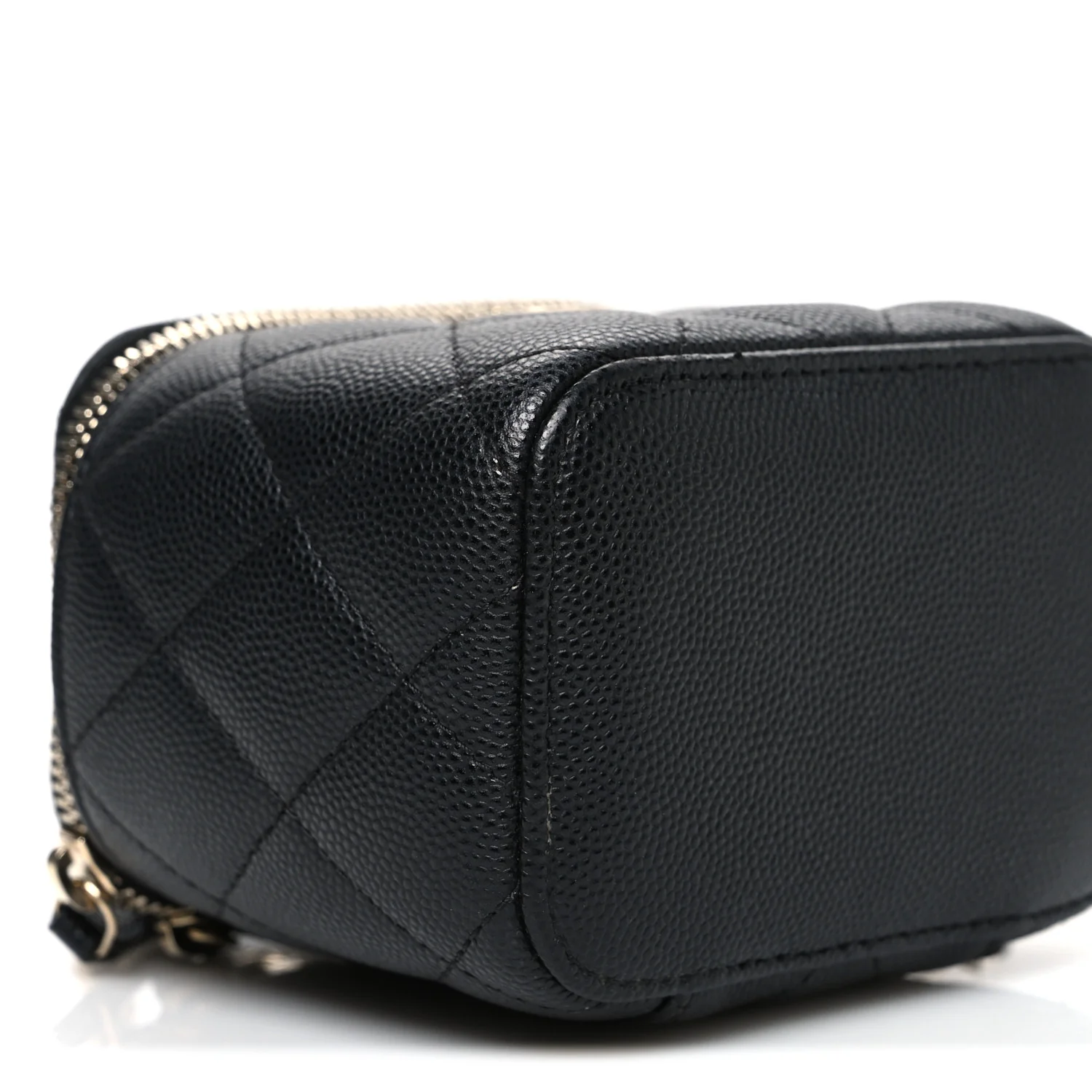 Caviar Quilted Mini Vanity Case With Chain Black - Top Club