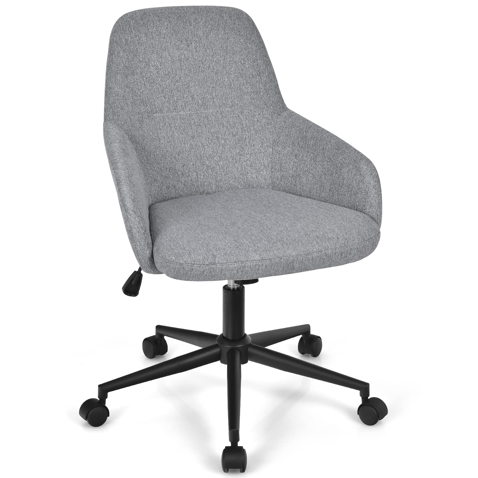 BEFOUNDLOVELY Fabric Office Chair, Upholstered Linen Leisure Chair, Ergonomic Desk Chair w/Rocking Backrest