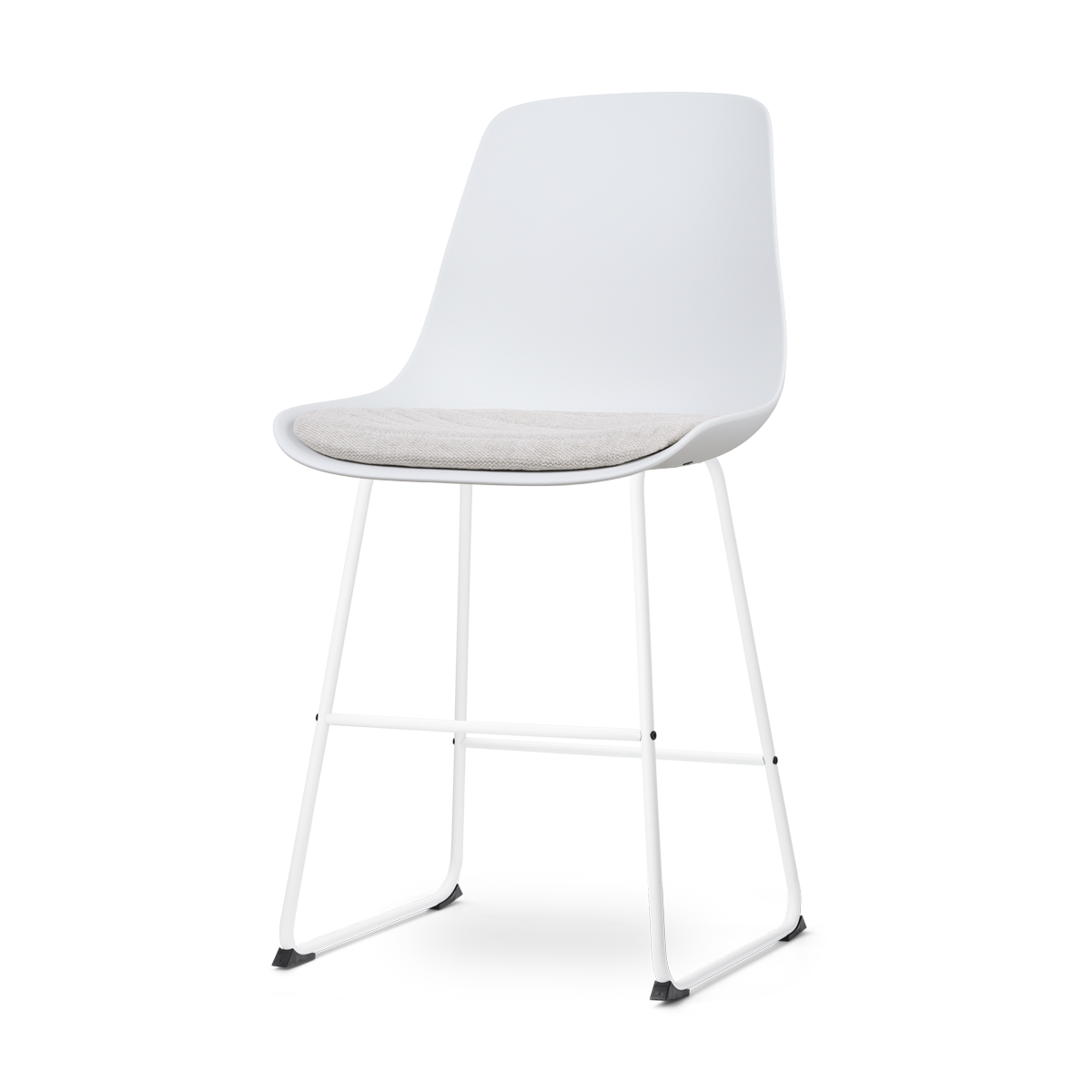 Nino-Liv barkruk wit met beige zitkussen - wit onderstel - 65 cm