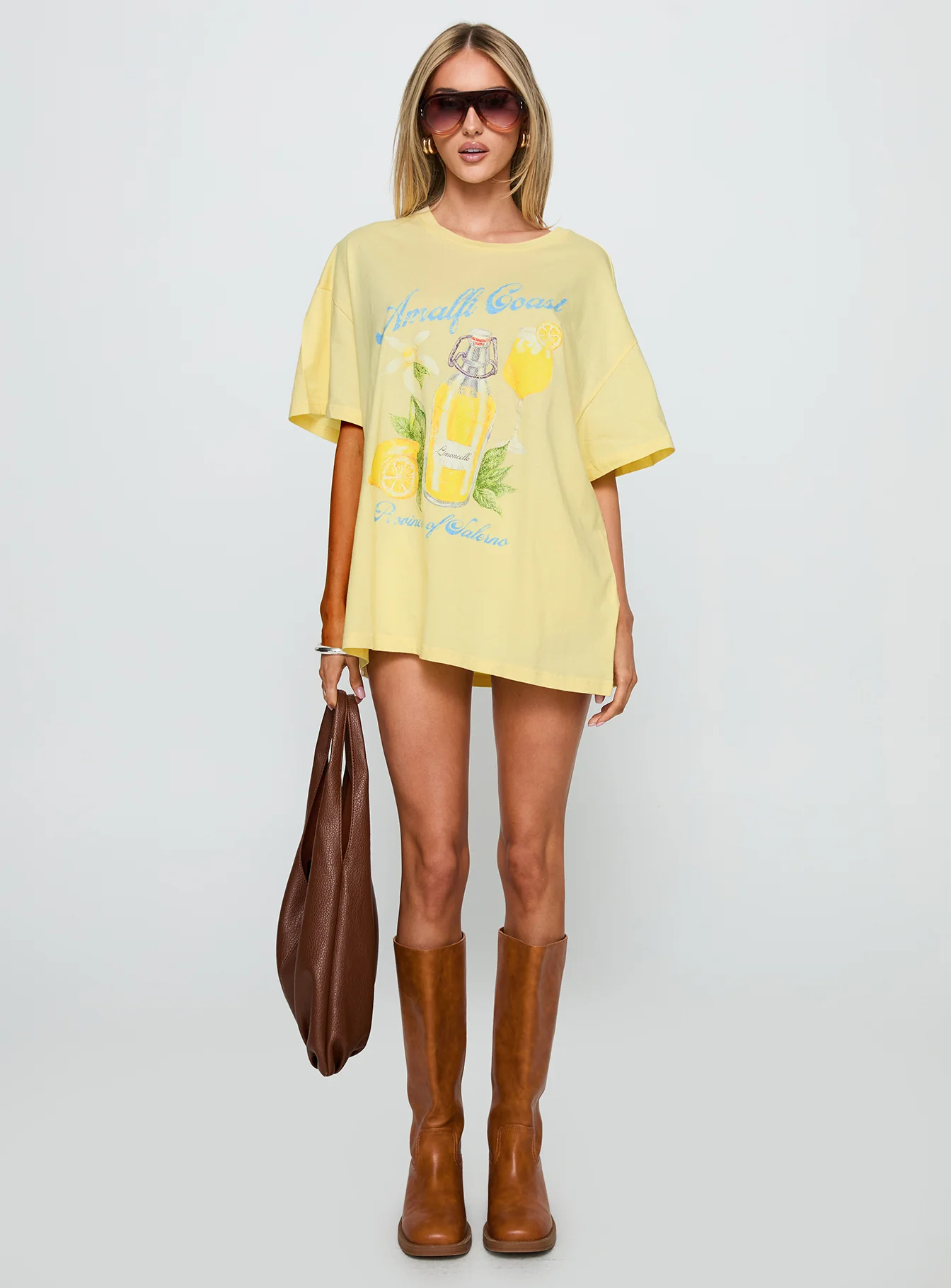 Amalfi Coast Oversized Graphic Tee Pastel Yellow