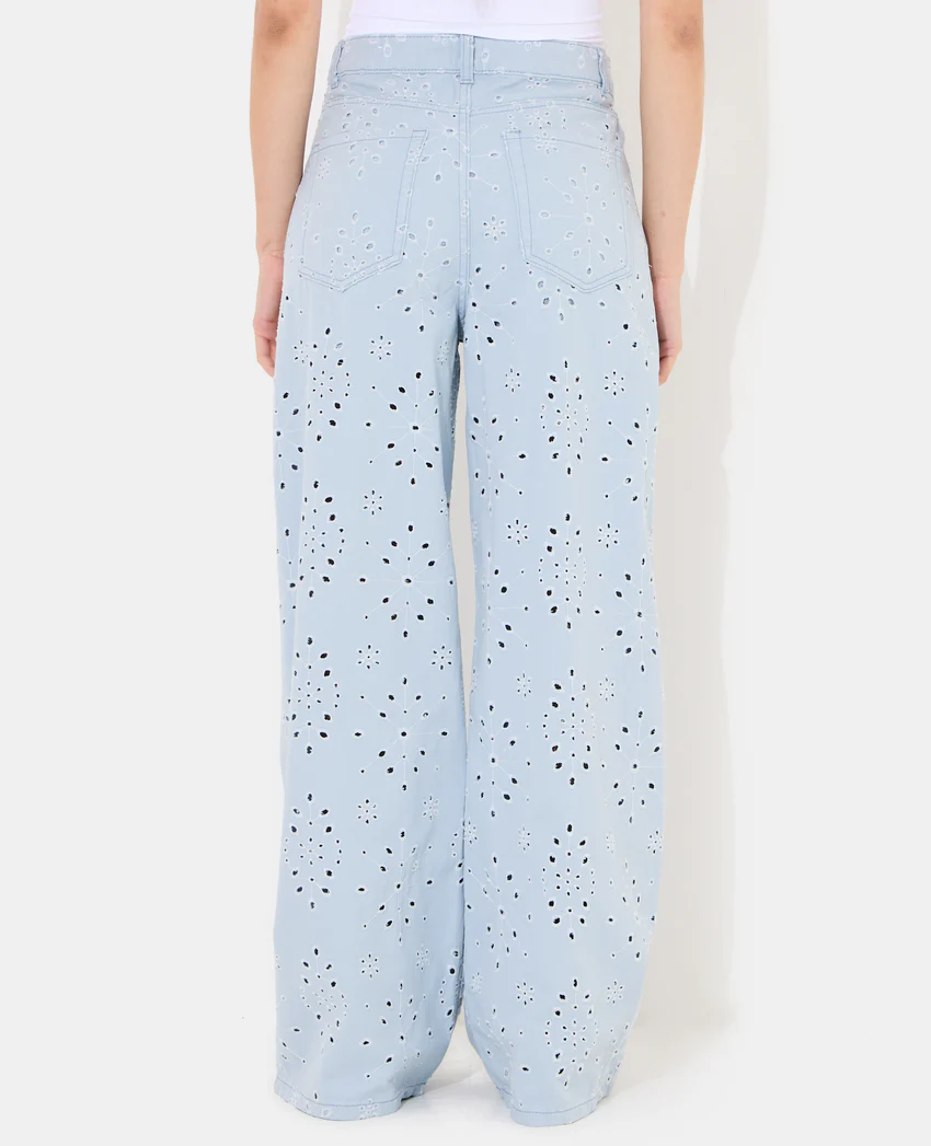 Pimkie Jean wide ajouré façon broderie anglaise