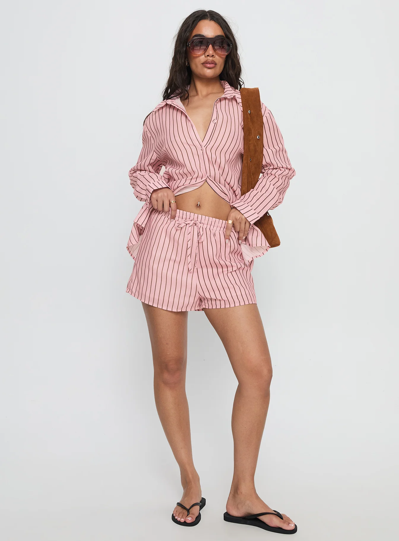 Chloe Set Pink / Brown Stripe