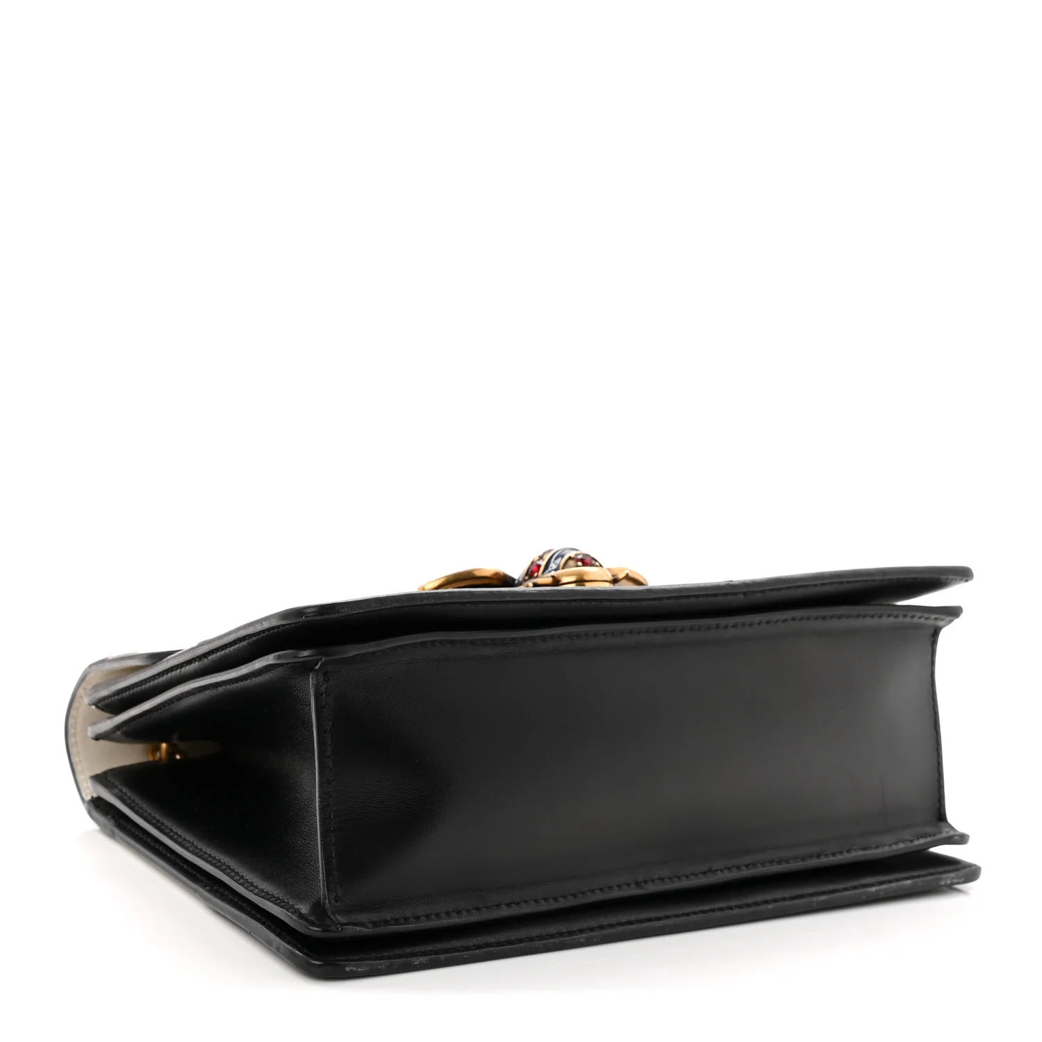 Calfskin Sylvie Web Small Queen Margaret Top Handle Bag Black White - Top Club