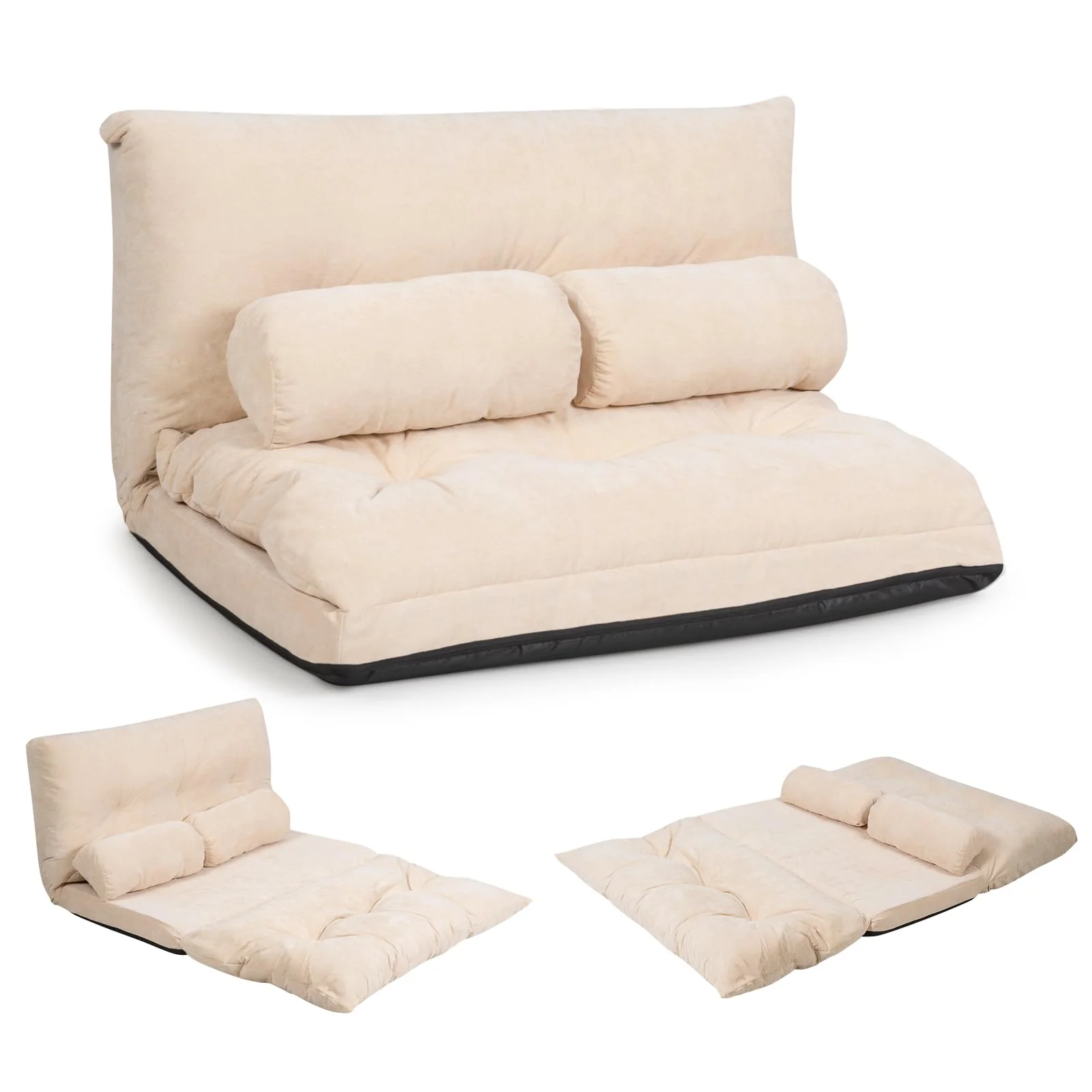 BEFOUNDLOVELY Foldable Floor Lazy Sofa with 2 Pillows