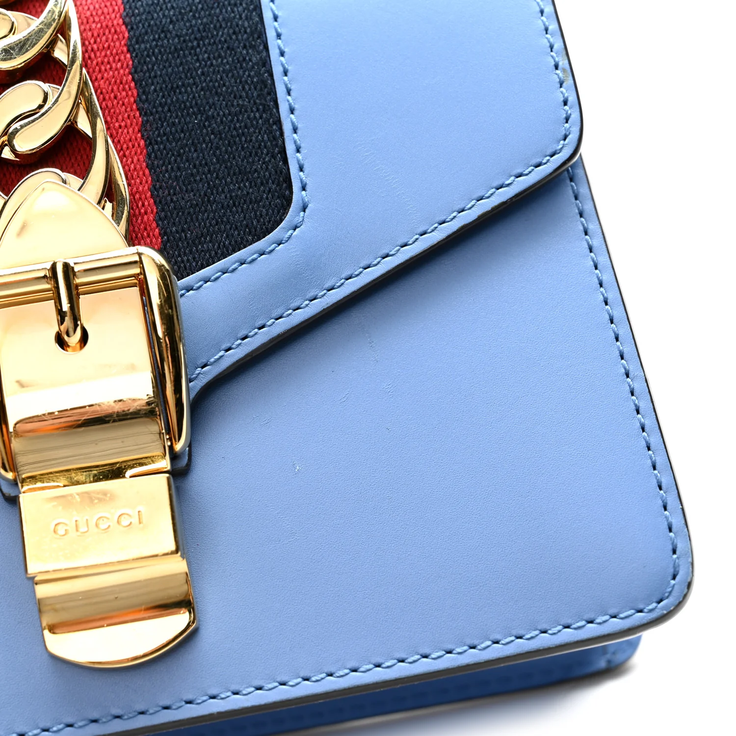 Calfskin Mini Sylvie Chain Shoulder Bag Clear Sky Blue - Top Club