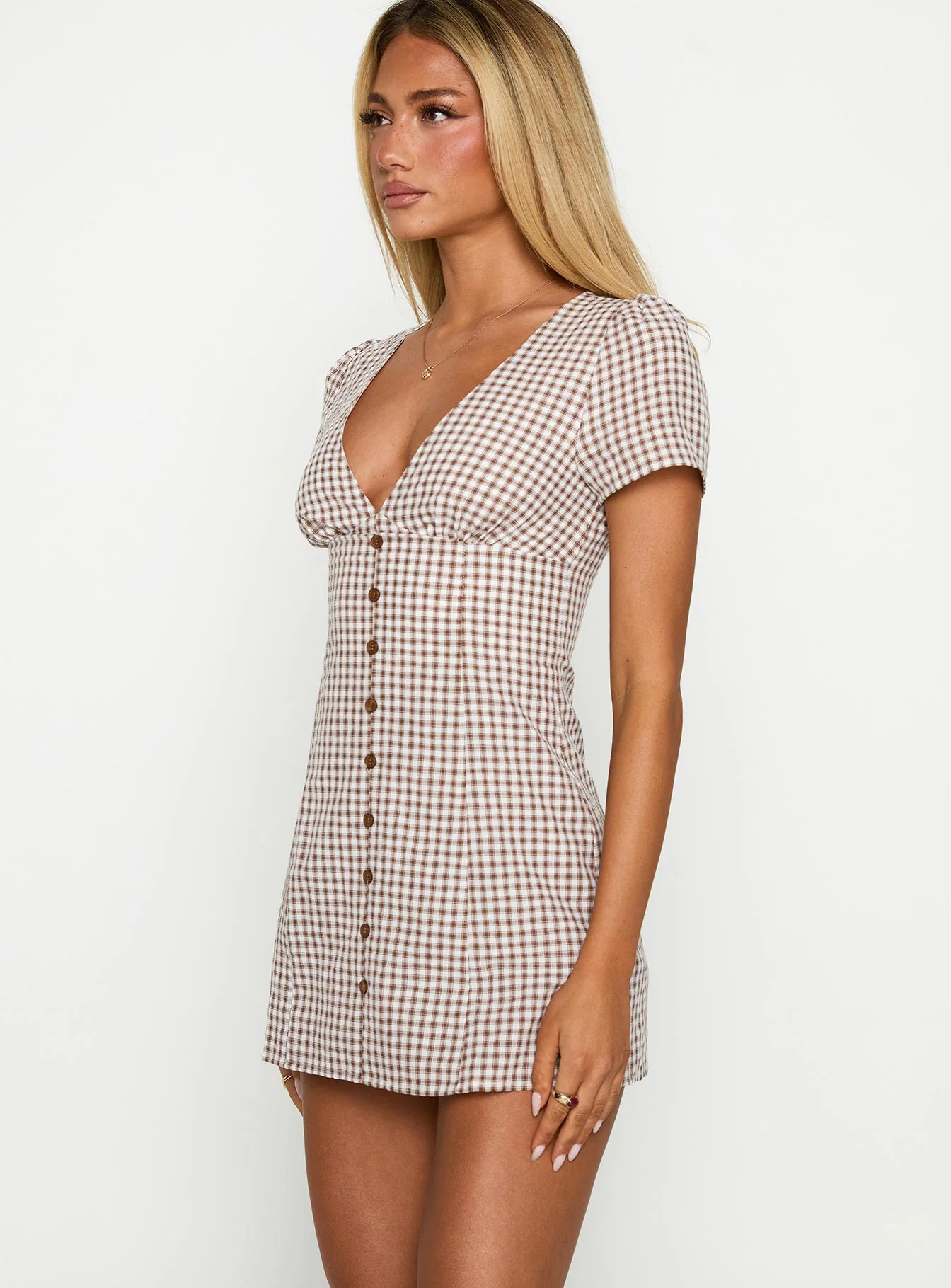 Loveliness Playsuit Brown Check Petite