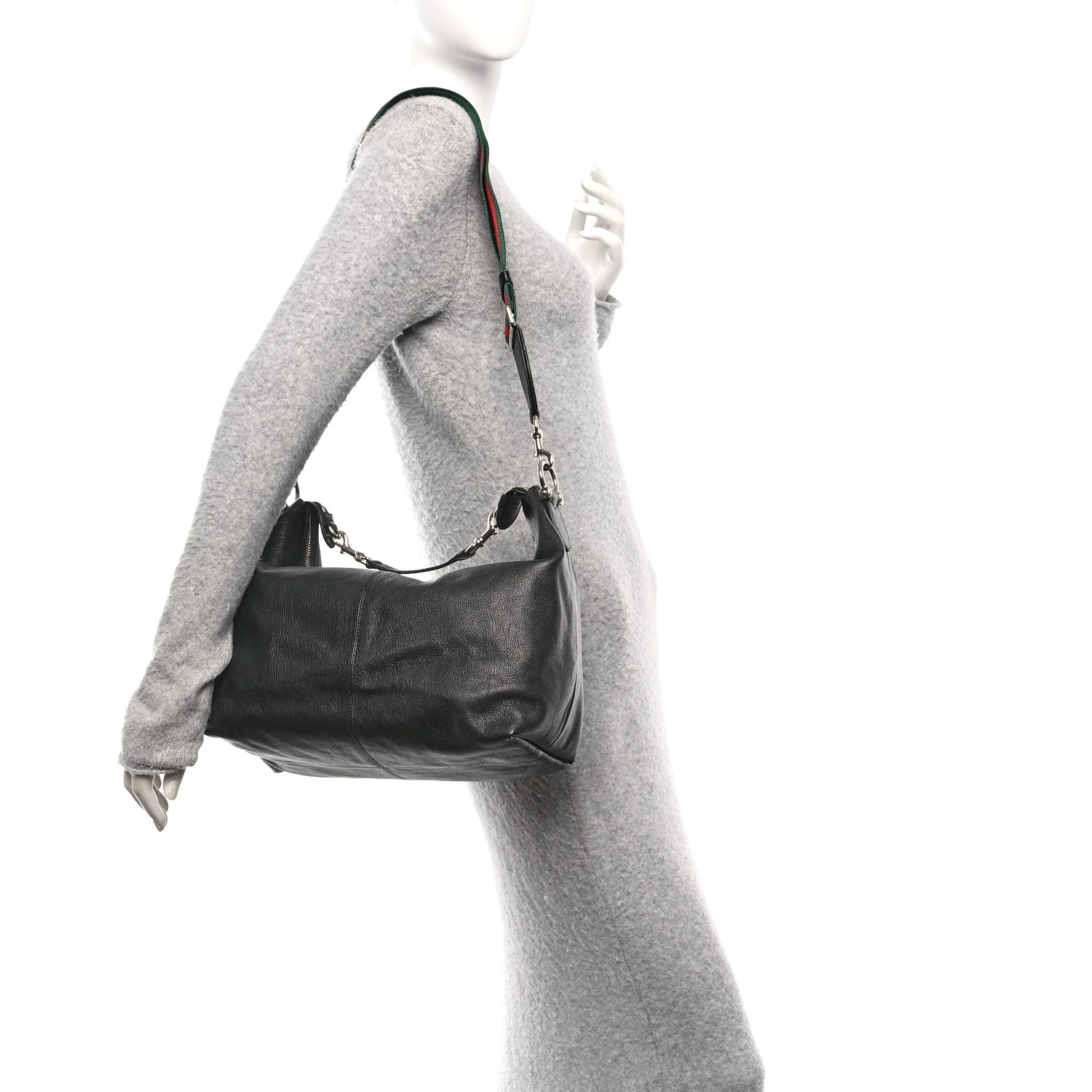 Grained Calfskin Medium Brea Crossbody Bag Black