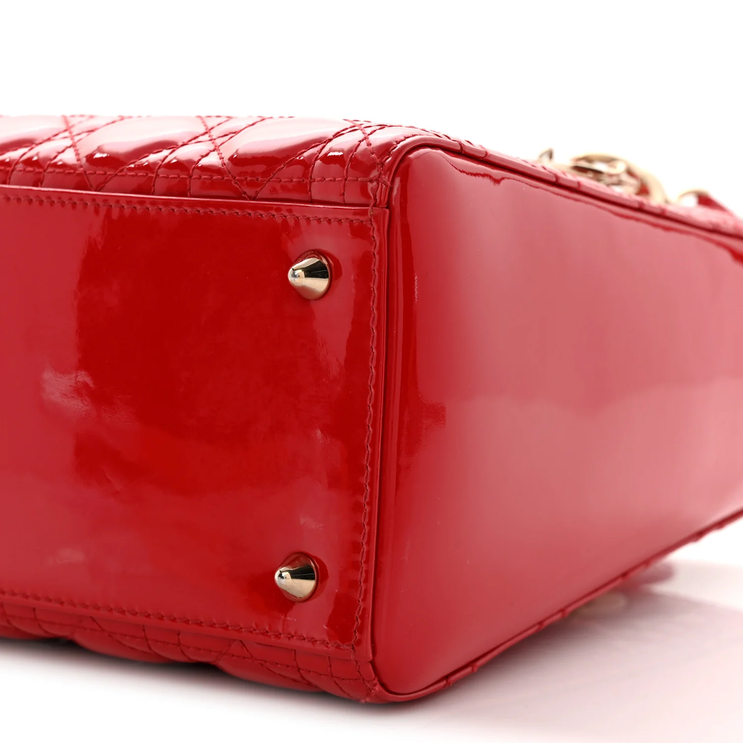 Patent Cannage Medium Lady Dior Red - Top Club