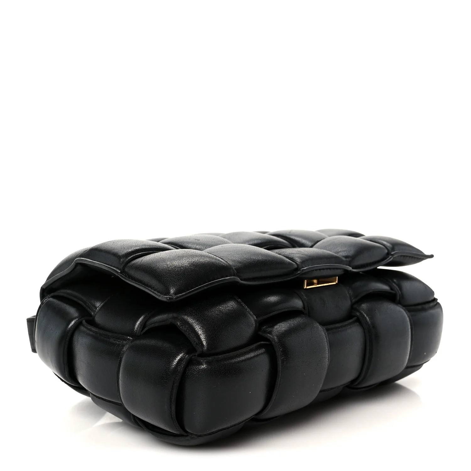 Nappa Maxi Intreccio Padded Cassette Crossbody Bag Black - Top Club