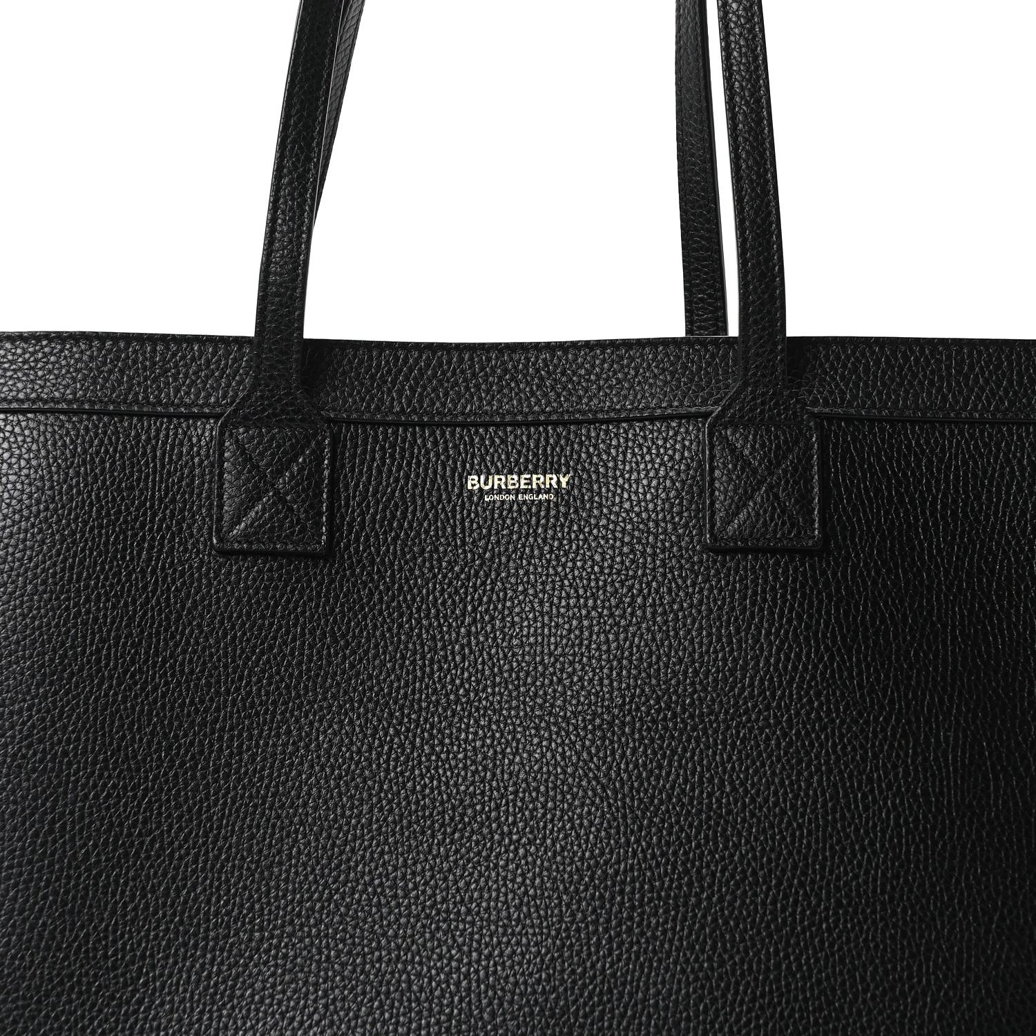 Grainy Calfskin Medium London Tote Bag Black - Top Club