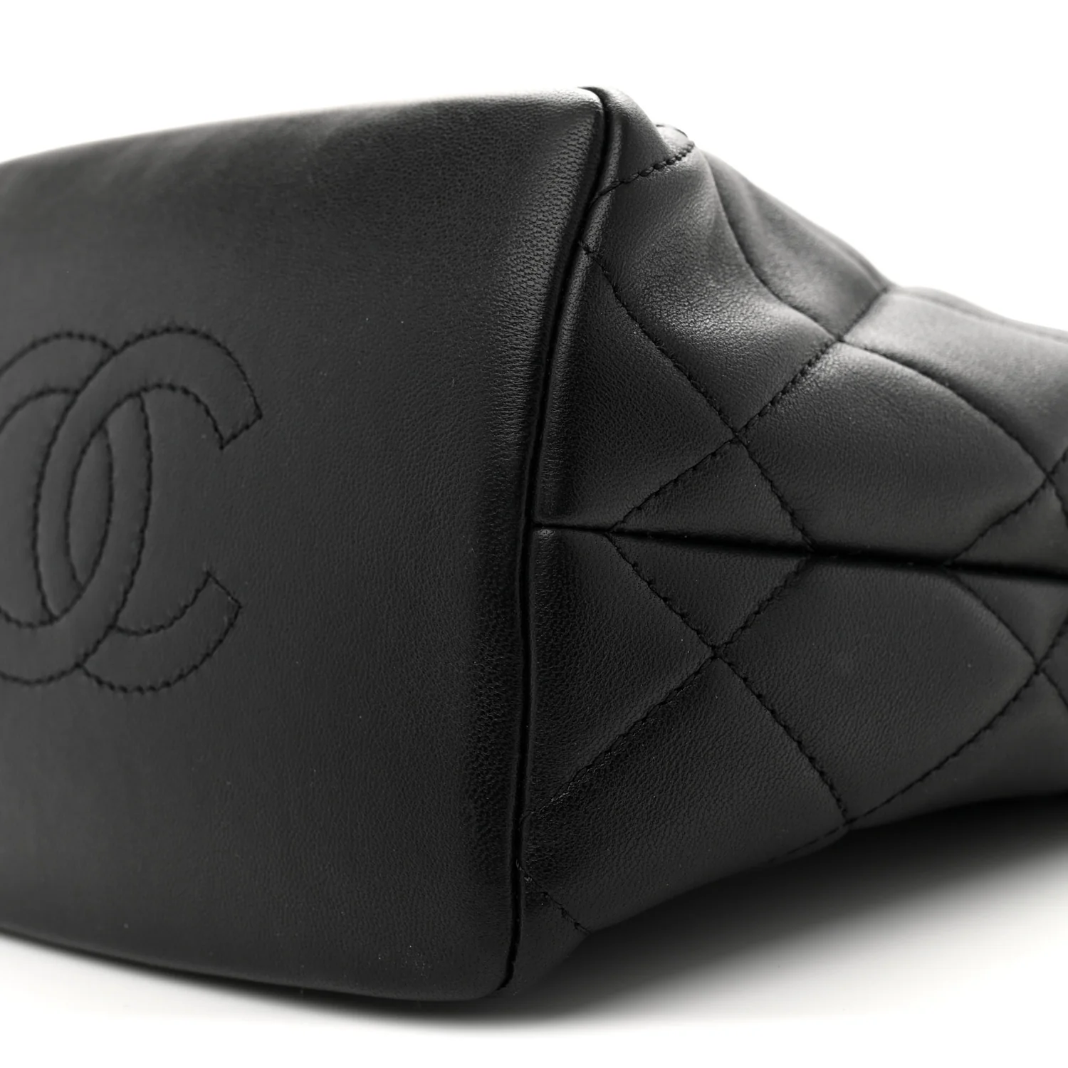 Lambskin Quilted Crystal Small CC Chain Hobo Black - Top Club