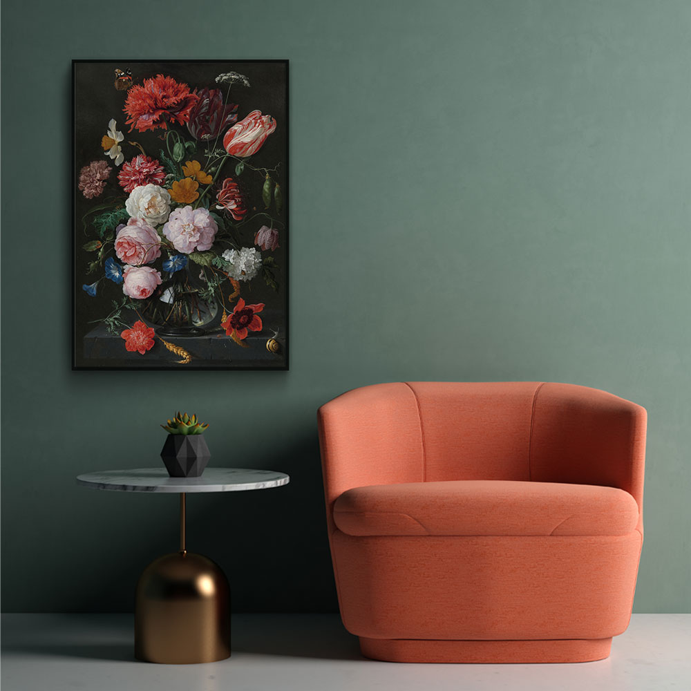 Walljar poster ingelijst - De Heem - Stilleven Met Bloemen Poster ingelijst - 70 x 100 cm