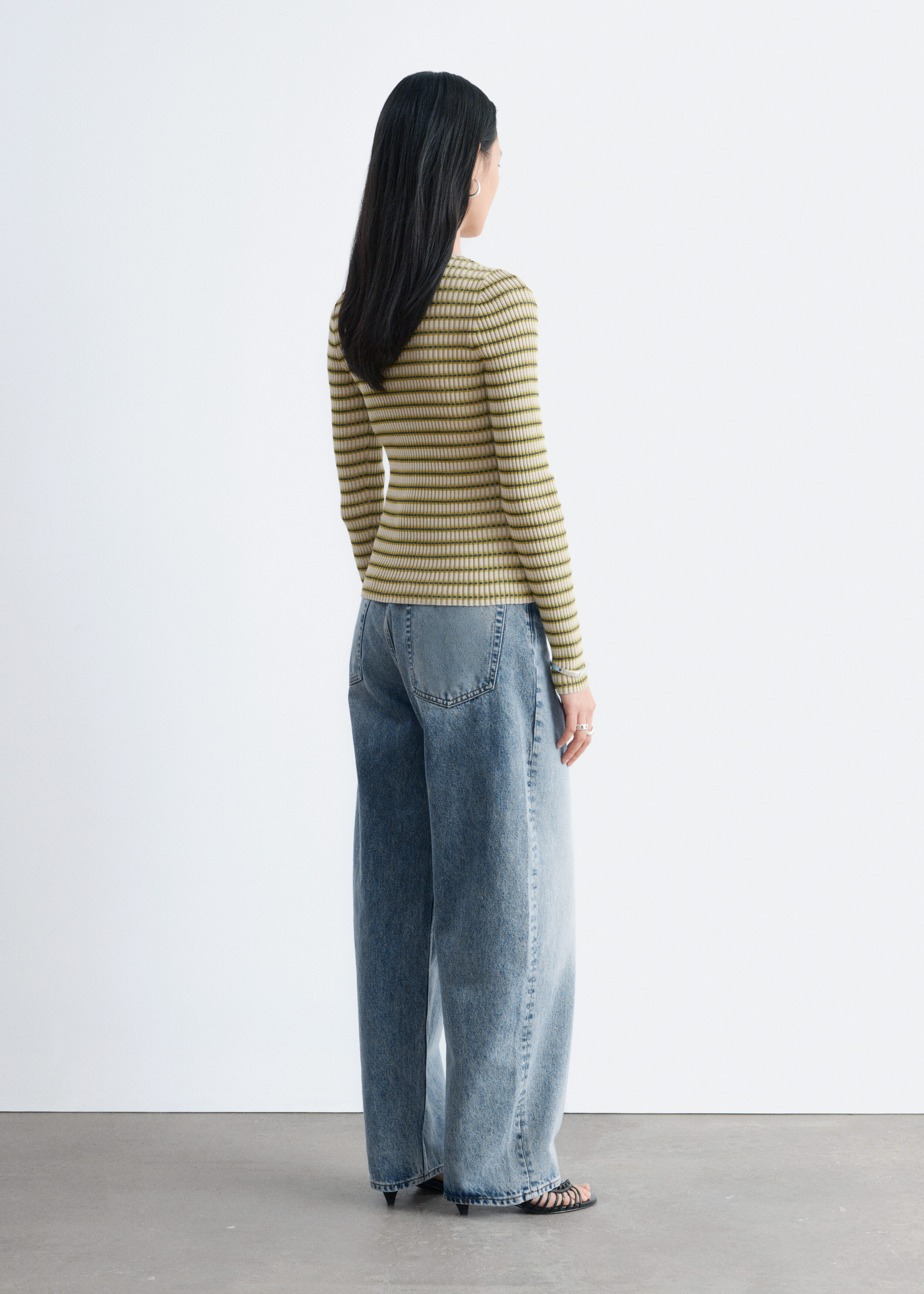 & Other Stories KEYHOLE-FRONT RIB-KNIT CARDIGAN