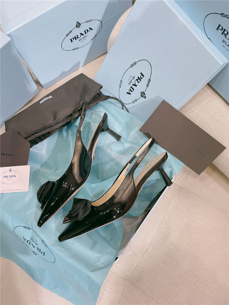 prada patent leather back strap flower heel sandals - Sneaker Replica Workshop