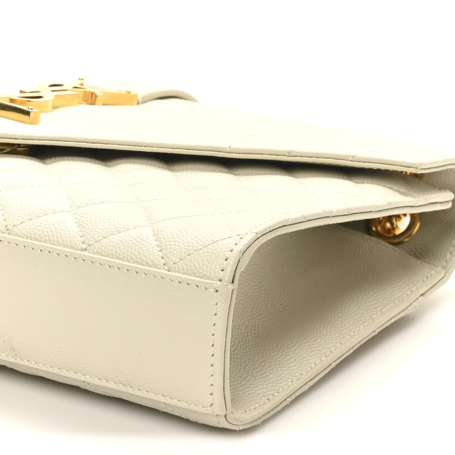 Grain De Poudre Textured Mixed Matelasse Medium Triquilt Monogram Satchel Crema Soft - Top Club
