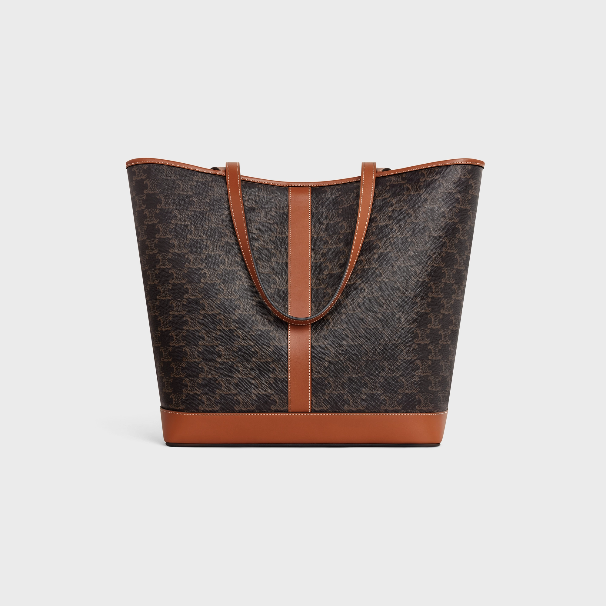 MEDIUM CABAS IN TRIOMPHE CANVAS AND CALFSKIN TAN - Top Club